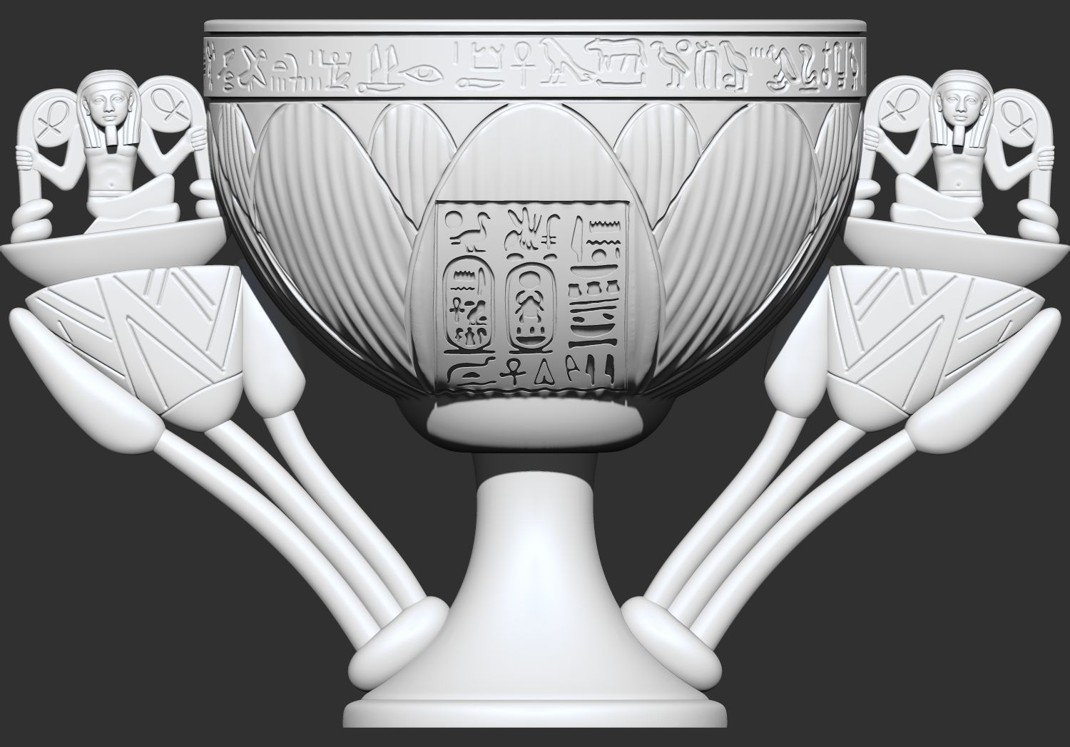Tutankhamun Lotus Alabaster chalice 3d print model 3D print model_2