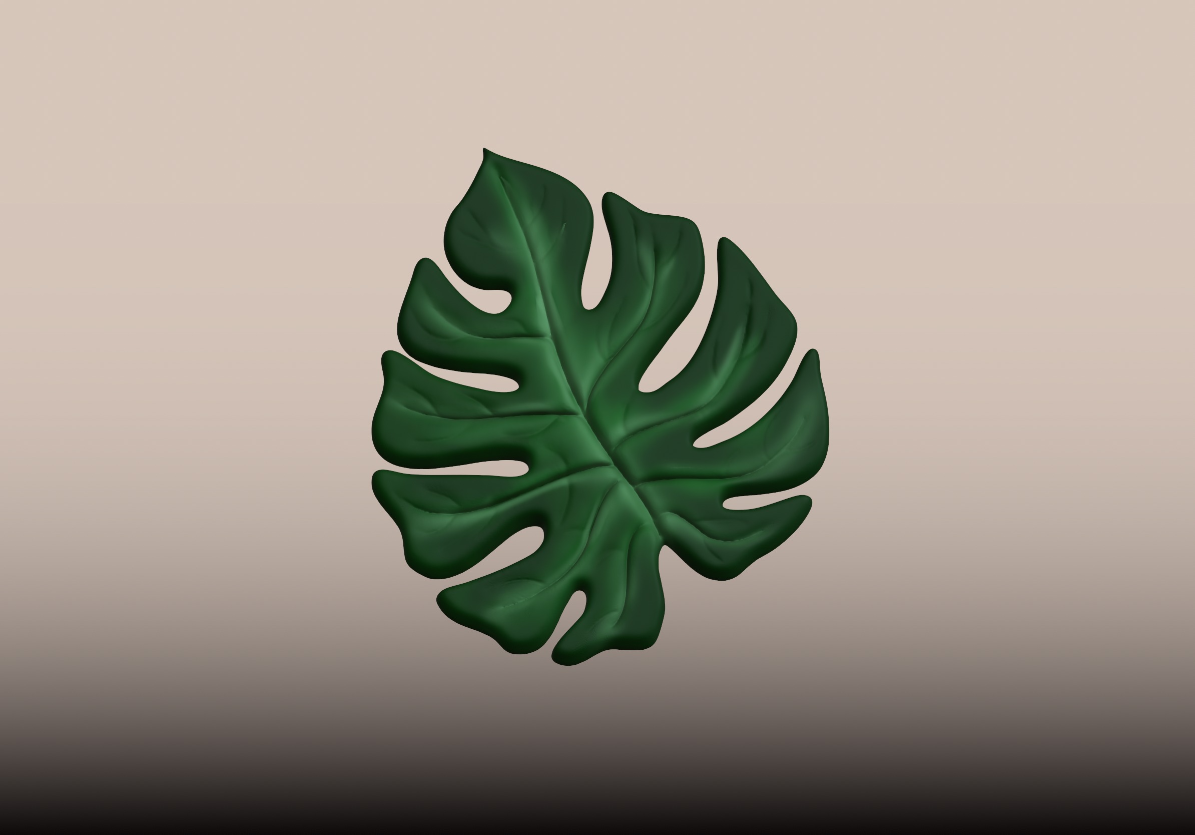 Monstera Leaf 3D Wall Art STL File Modern Botanical Decor 3D print model_2