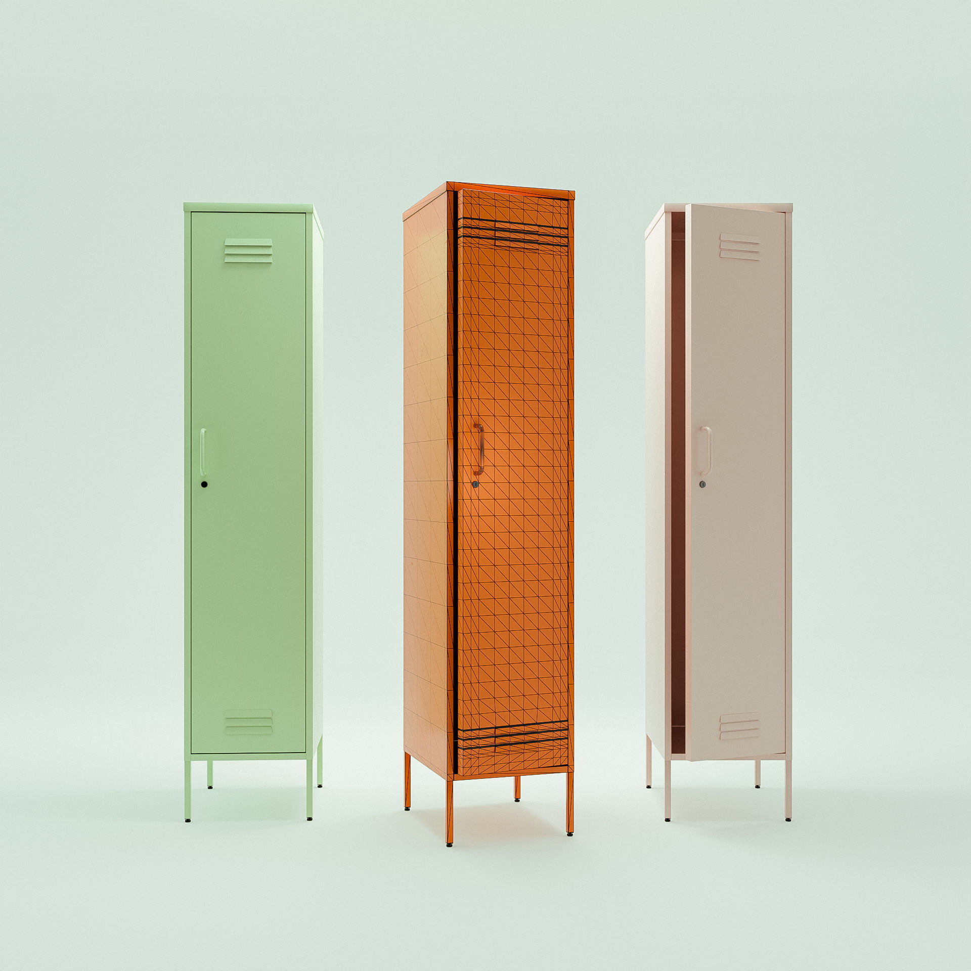 Locker Storage Unit Low-poly 3D model_3