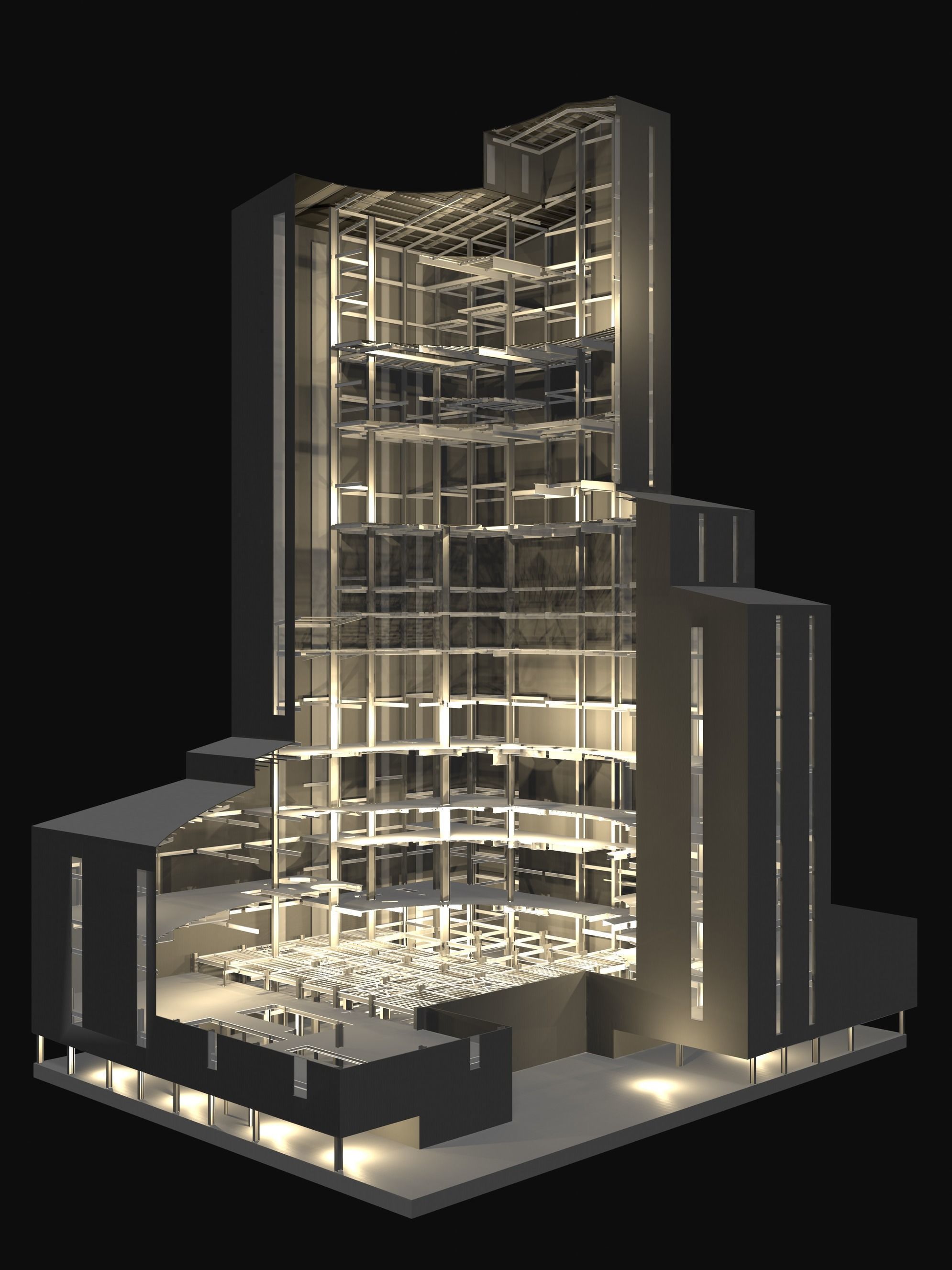 Industrial tower in curvy cutaway section 25i07 3D model_4