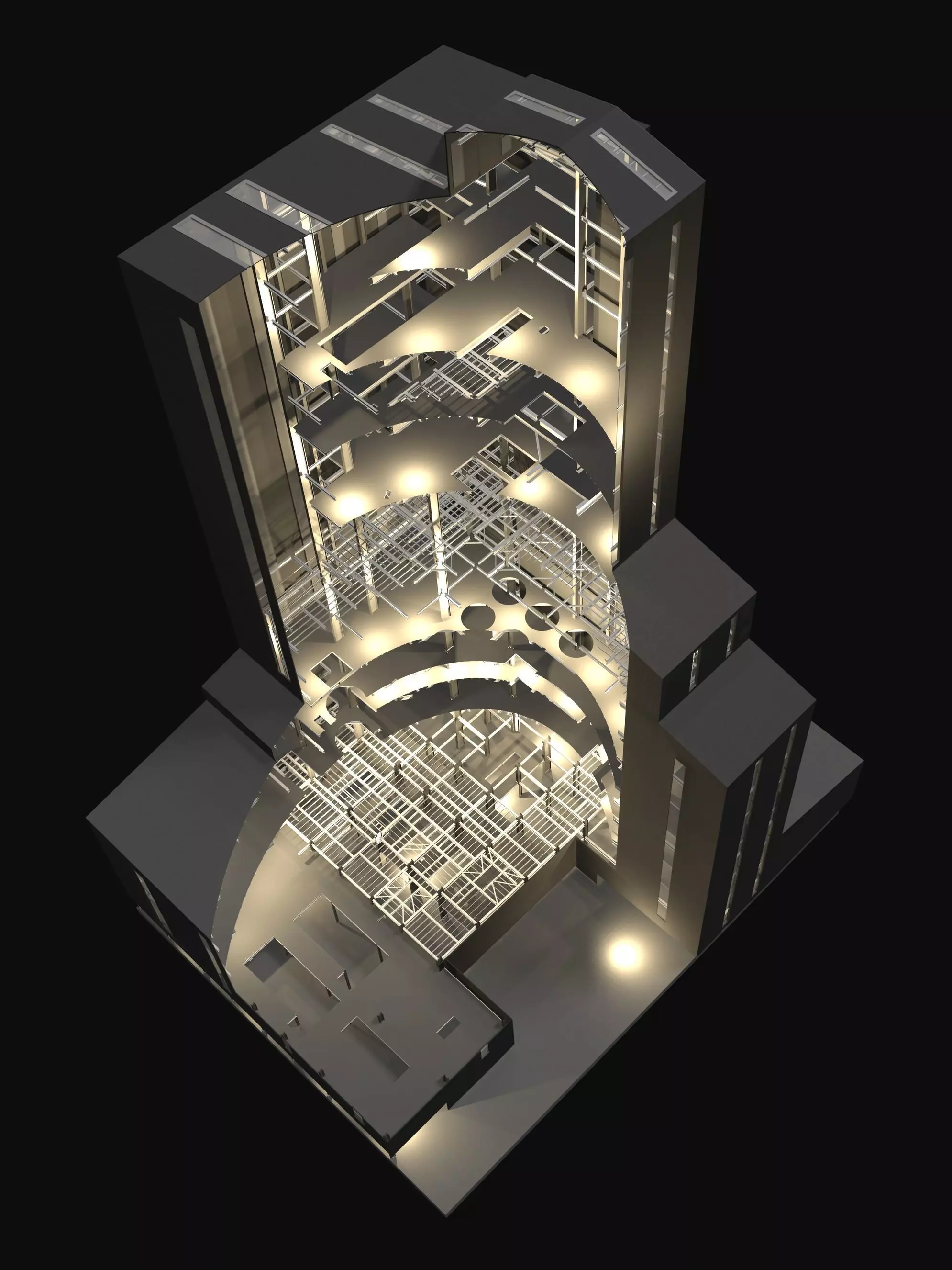 Industrial tower in curvy cutaway section 25i07 3D model_0