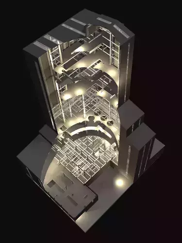 Industrial tower in curvy cutaway section 25i07