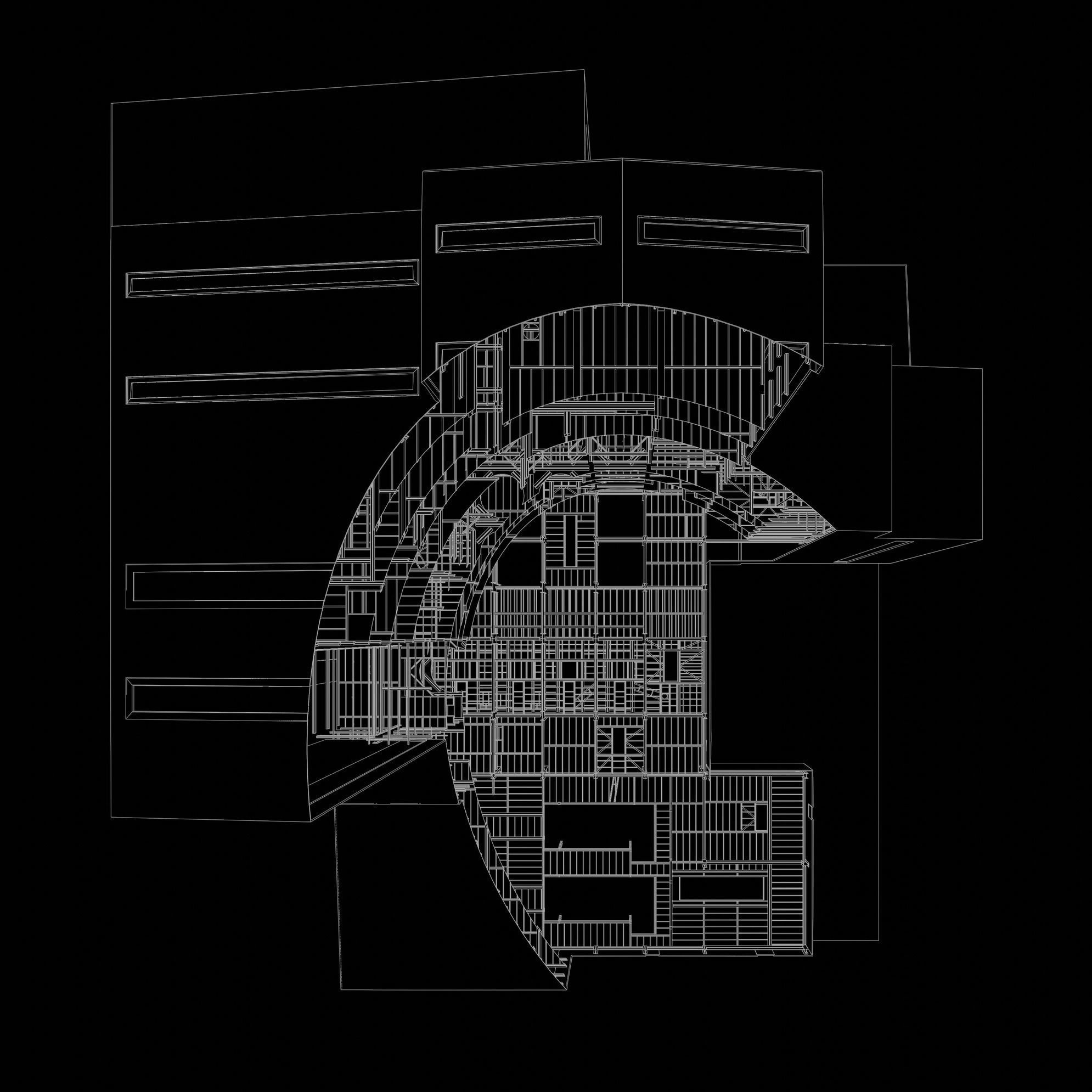 Industrial tower in curvy cutaway section 25i07 3D model_8