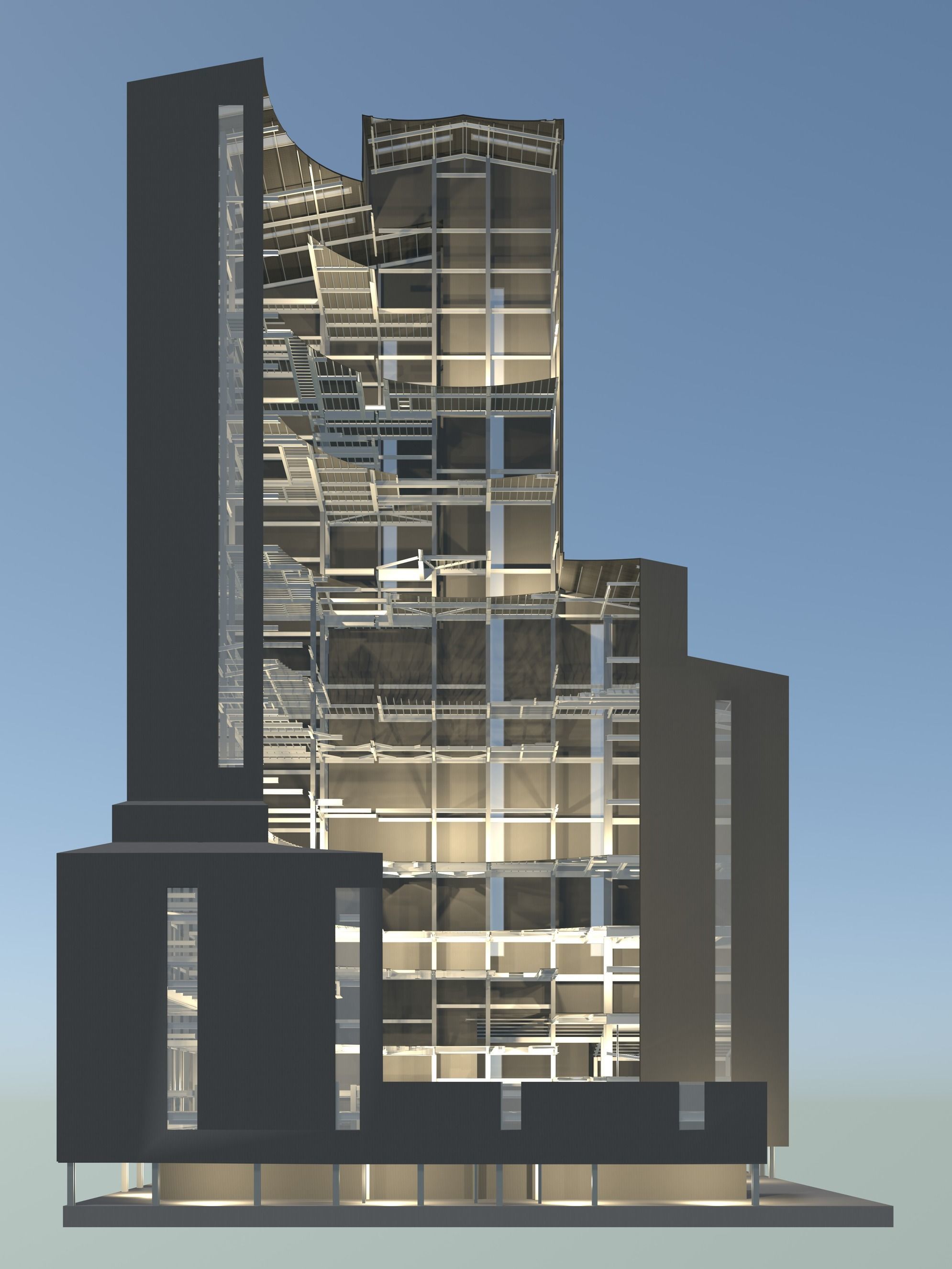 Industrial tower in curvy cutaway section 25i07 3D model_2