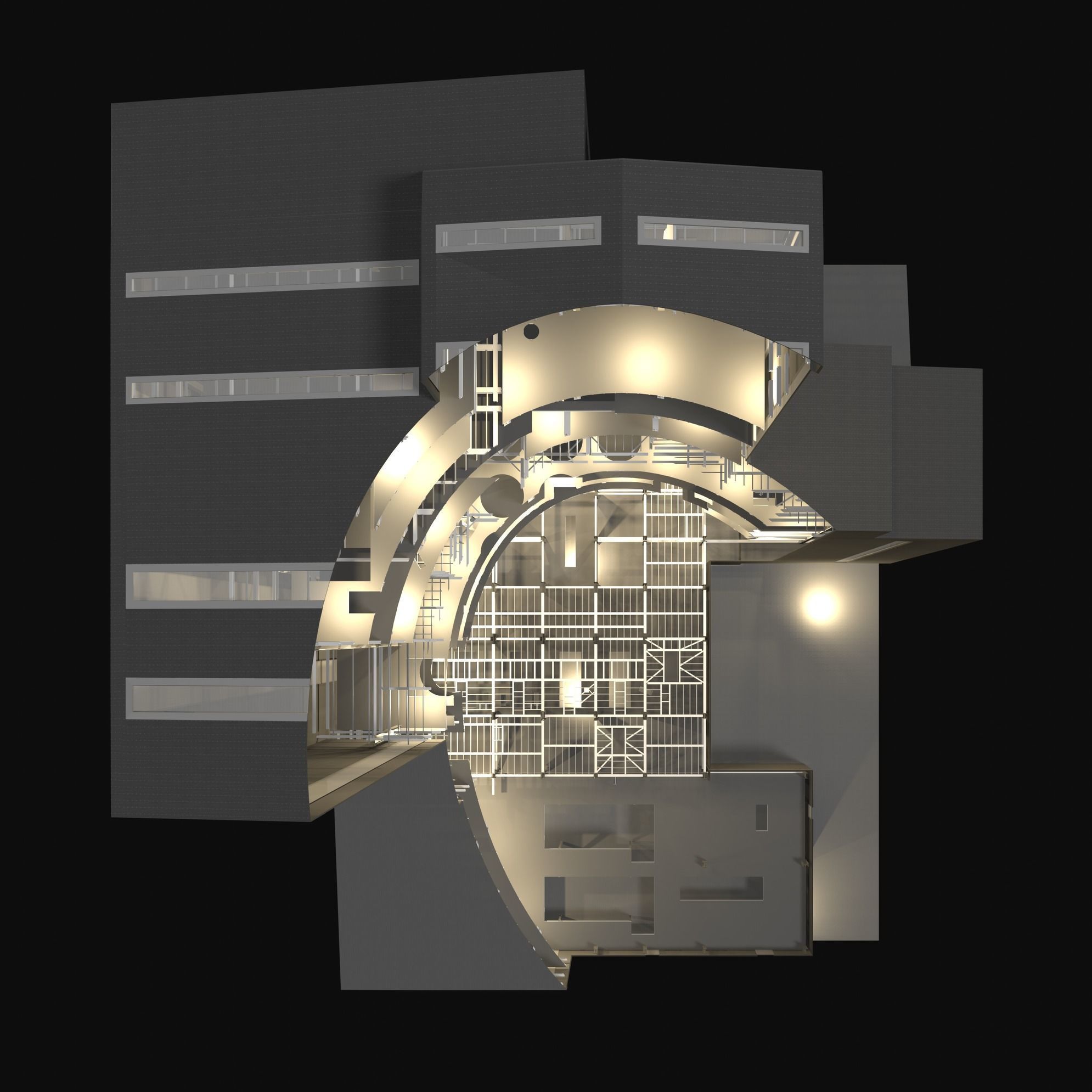 Industrial tower in curvy cutaway section 25i07 3D model_1