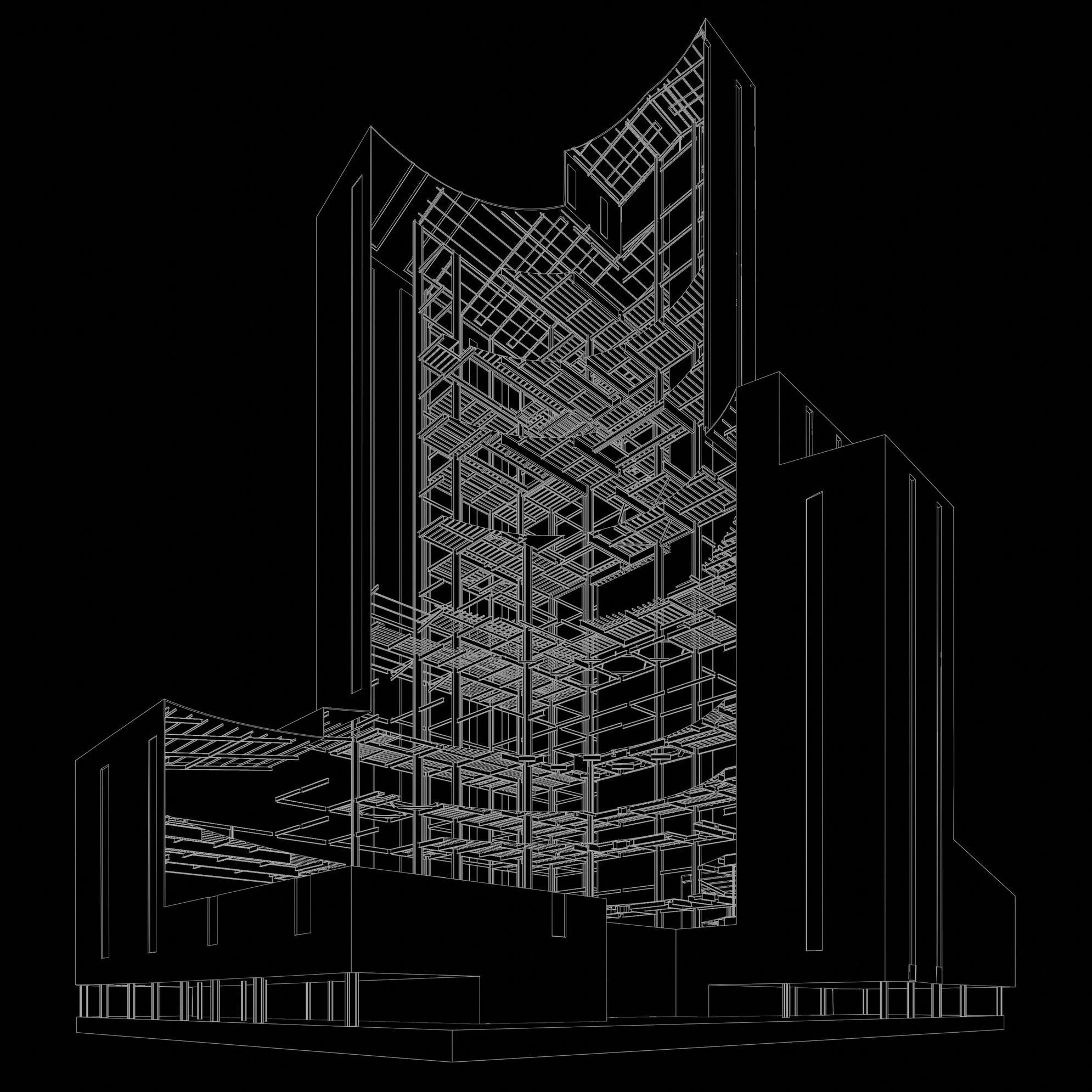 Industrial tower in curvy cutaway section 25i07 3D model_12