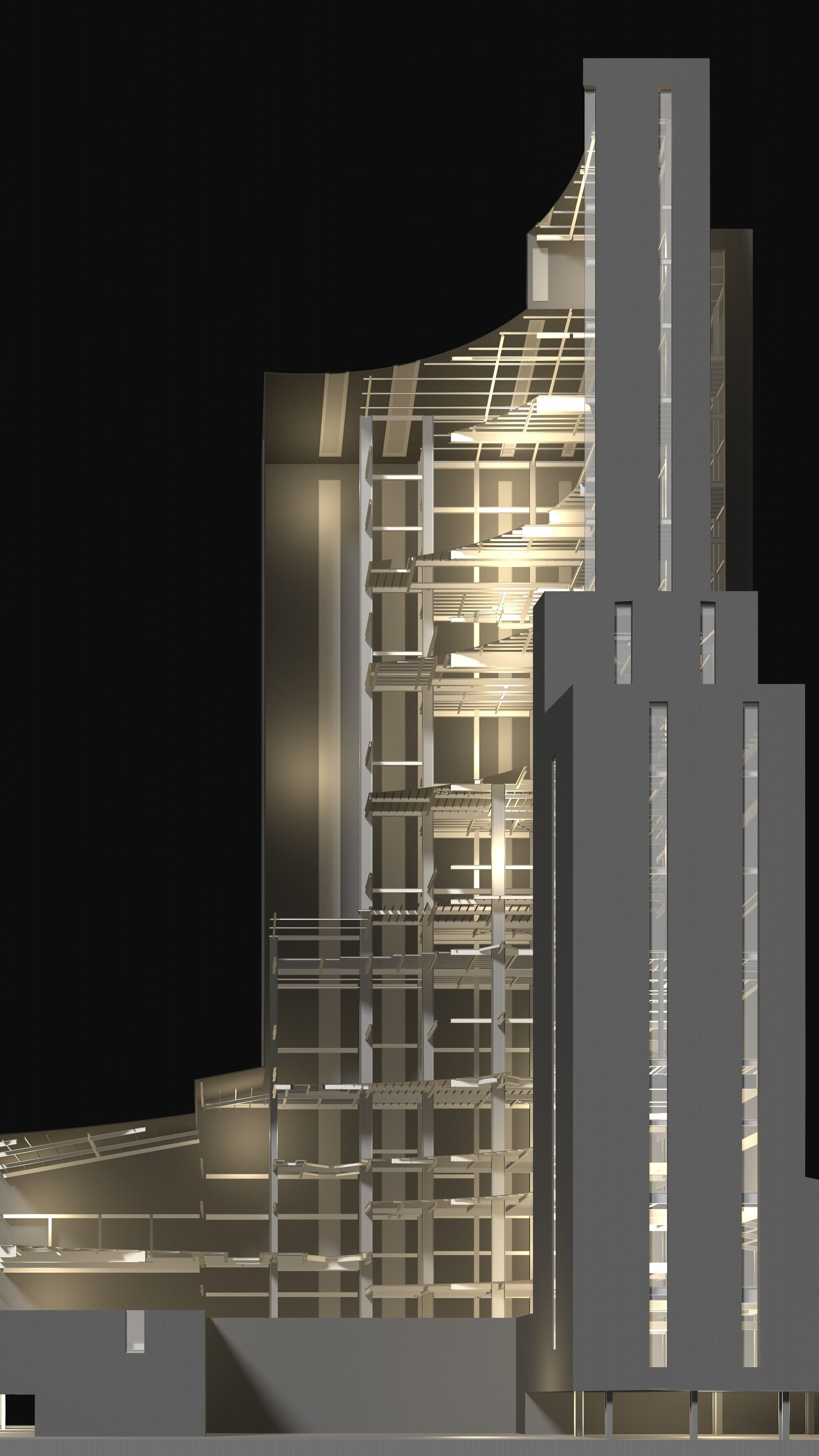 Industrial tower in curvy cutaway section 25i07 3D model_6