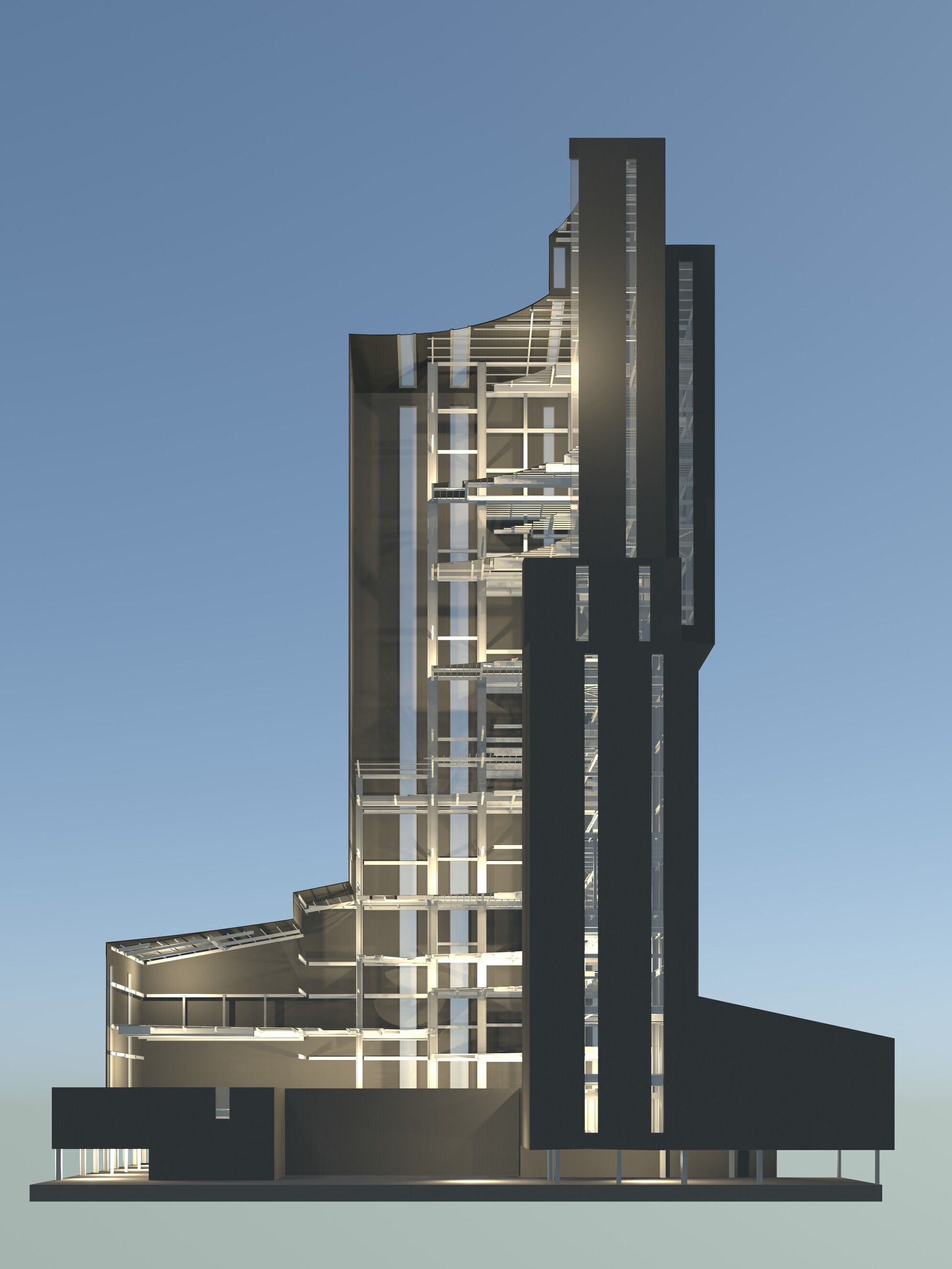 Industrial tower in curvy cutaway section 25i07 3D model_3