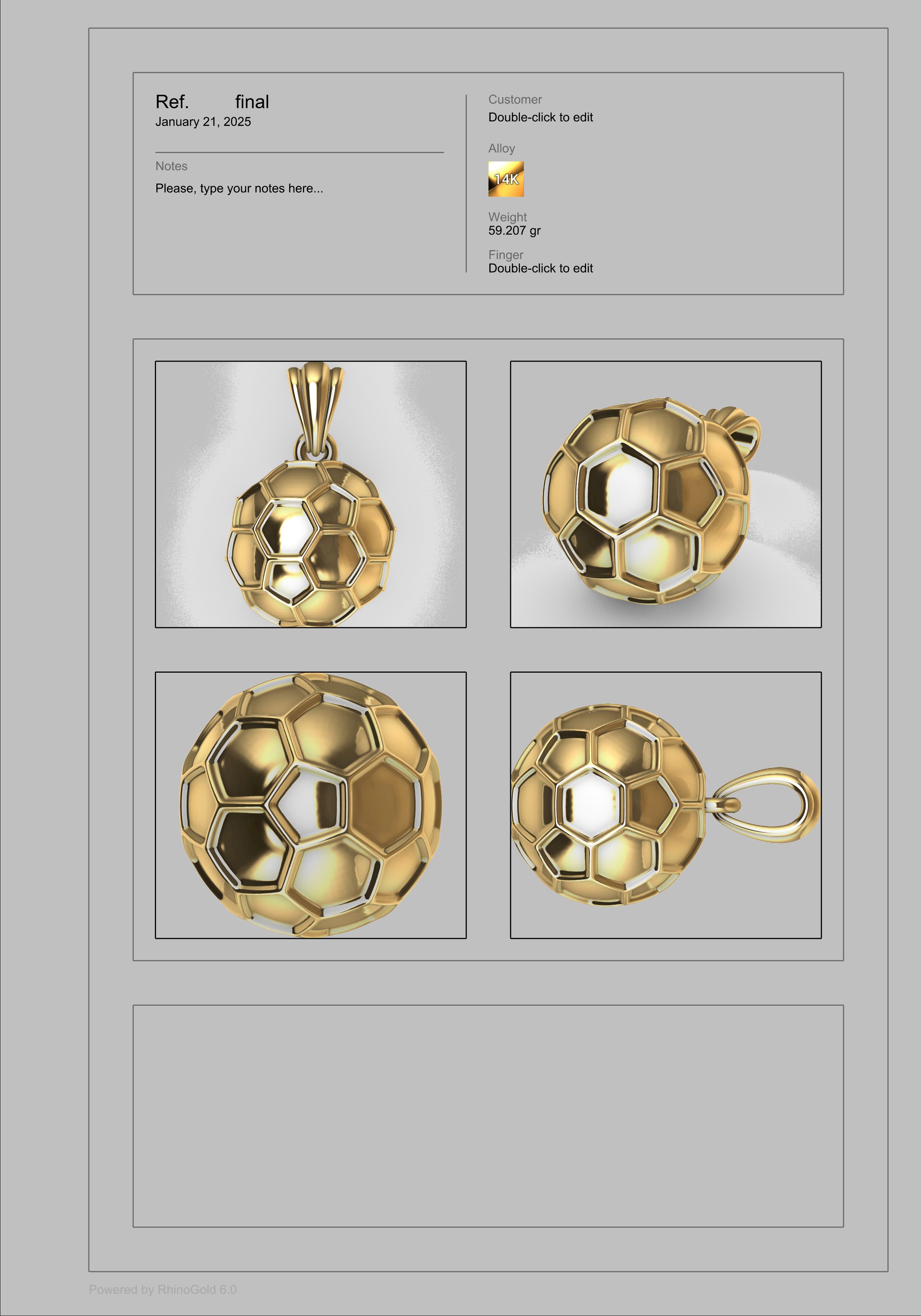 3D Solid Soccer Ball Pendant Complete Charm Necklace Jewelry  3D print model_22