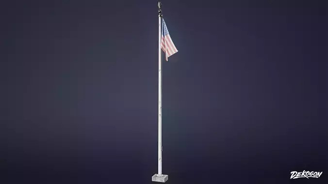 SCHOOL - Flag Pole 01 - LOW POLY AND NANITE Low-poly 3D model