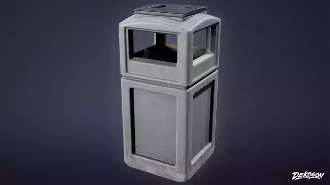 SCHOOL - Outdoor Trashcan 01 - LOW POLY AND NANITE Low-poly 3D model