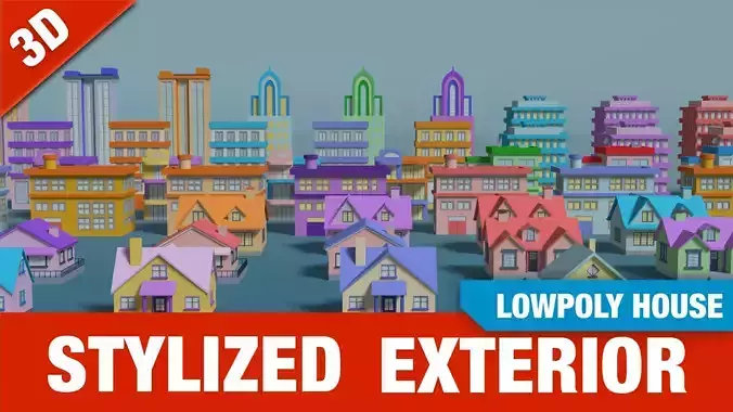 Stylized exterior lowpoly house 