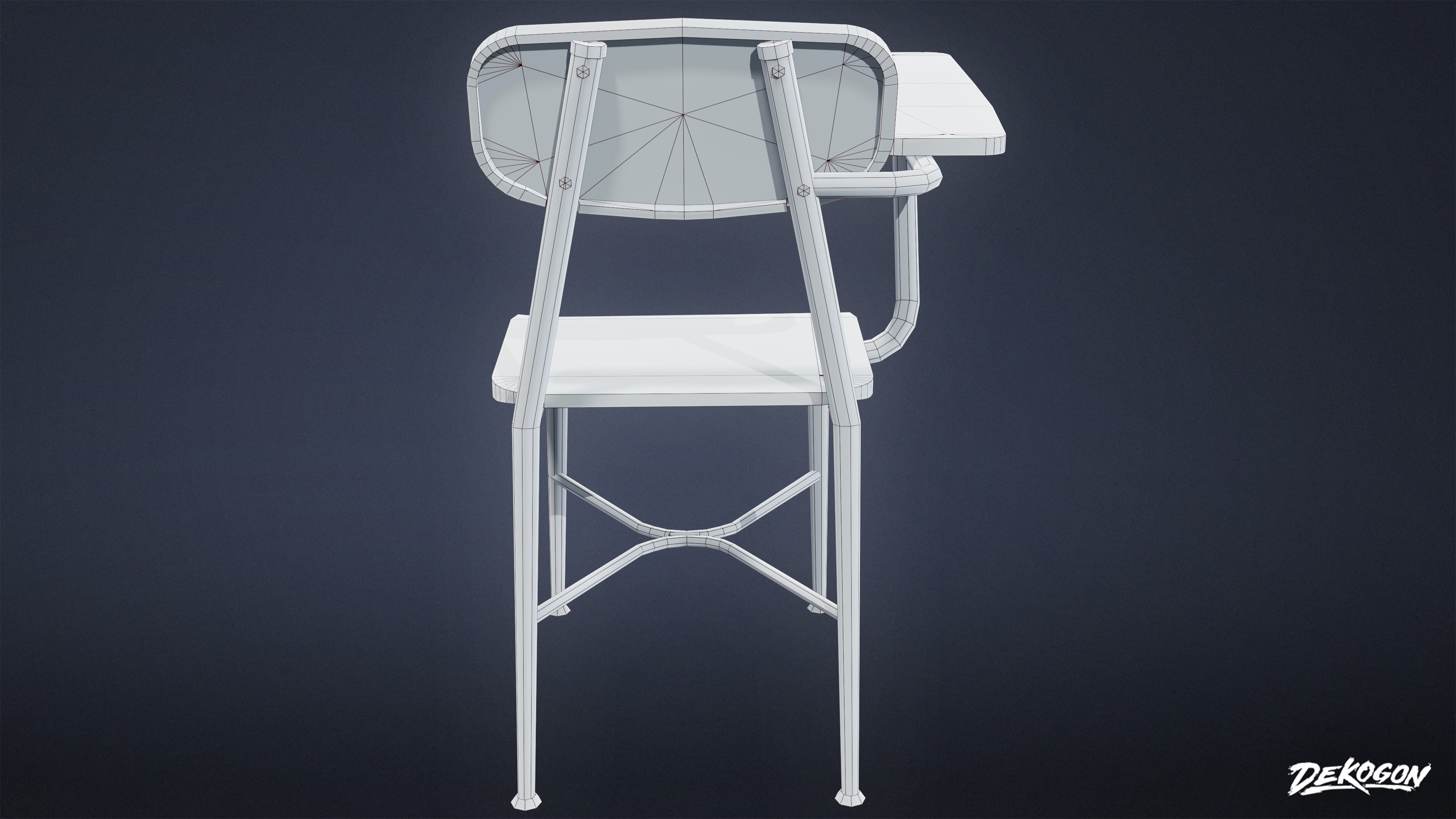 SCHOOL - School Chair 01 - LOW POLY AND NANITE Low-poly 3D model_9