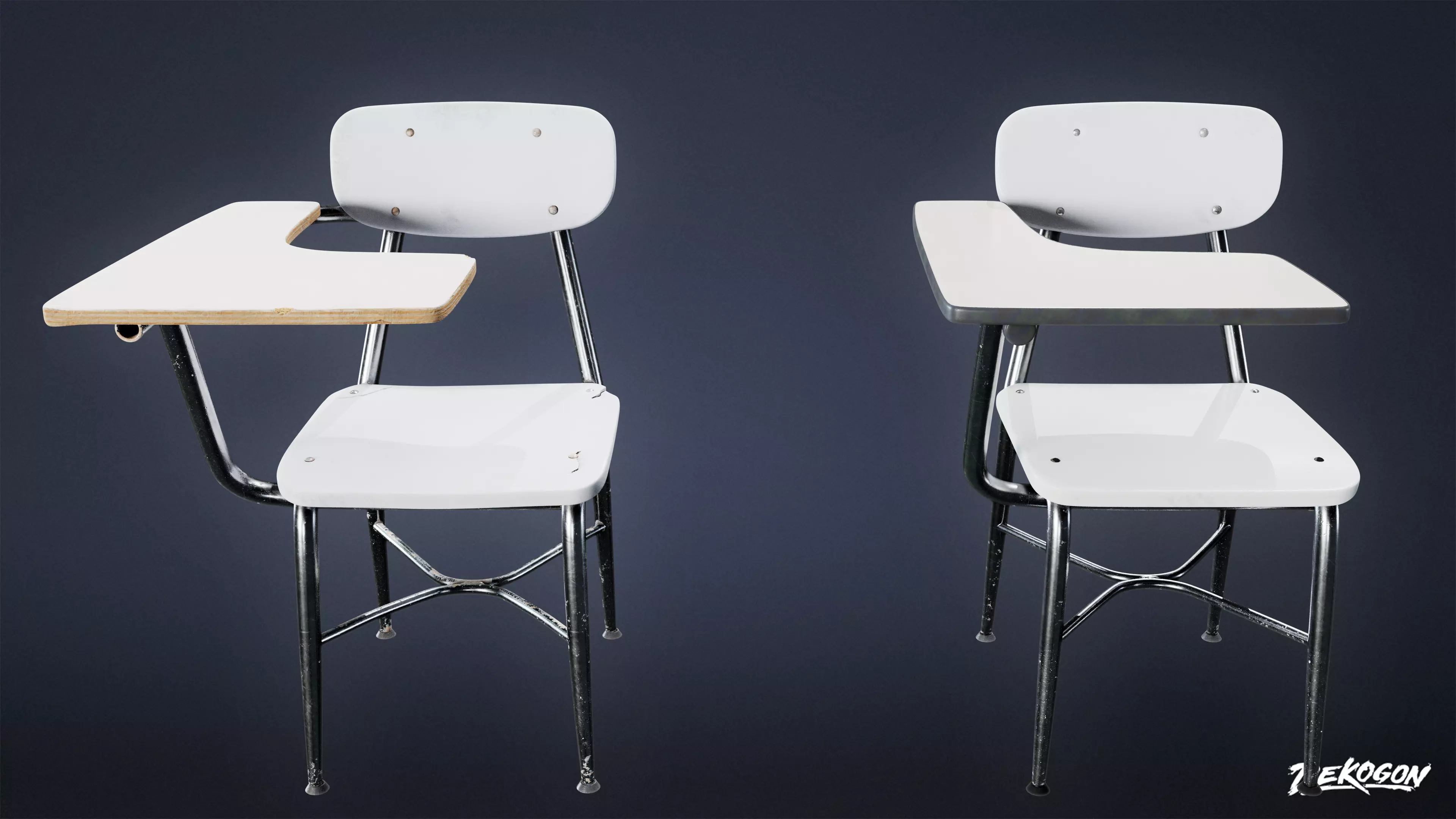 SCHOOL - School Chair 01 - LOW POLY AND NANITE Low-poly 3D model_0