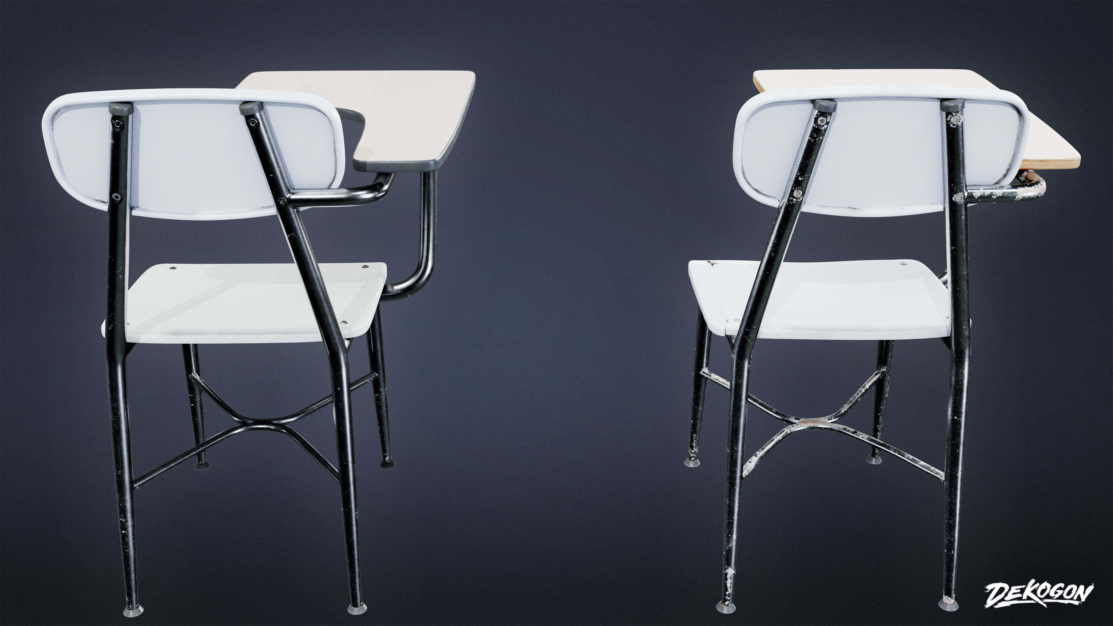 SCHOOL - School Chair 01 - LOW POLY AND NANITE Low-poly 3D model_2