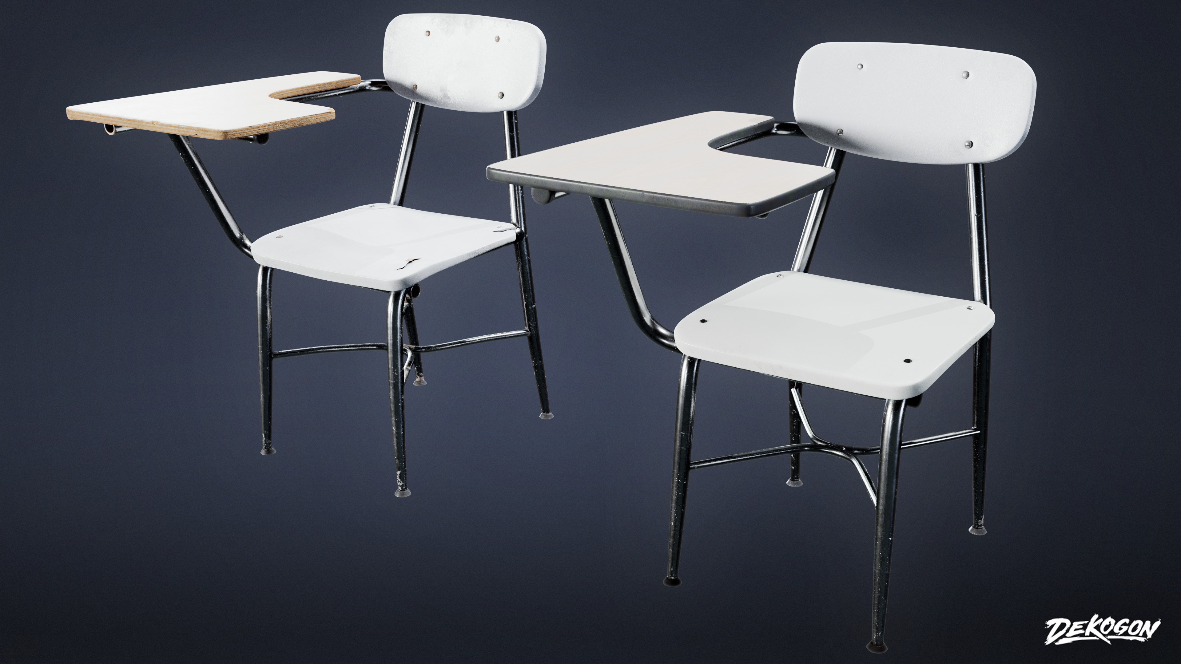 SCHOOL - School Chair 01 - LOW POLY AND NANITE Low-poly 3D model_1