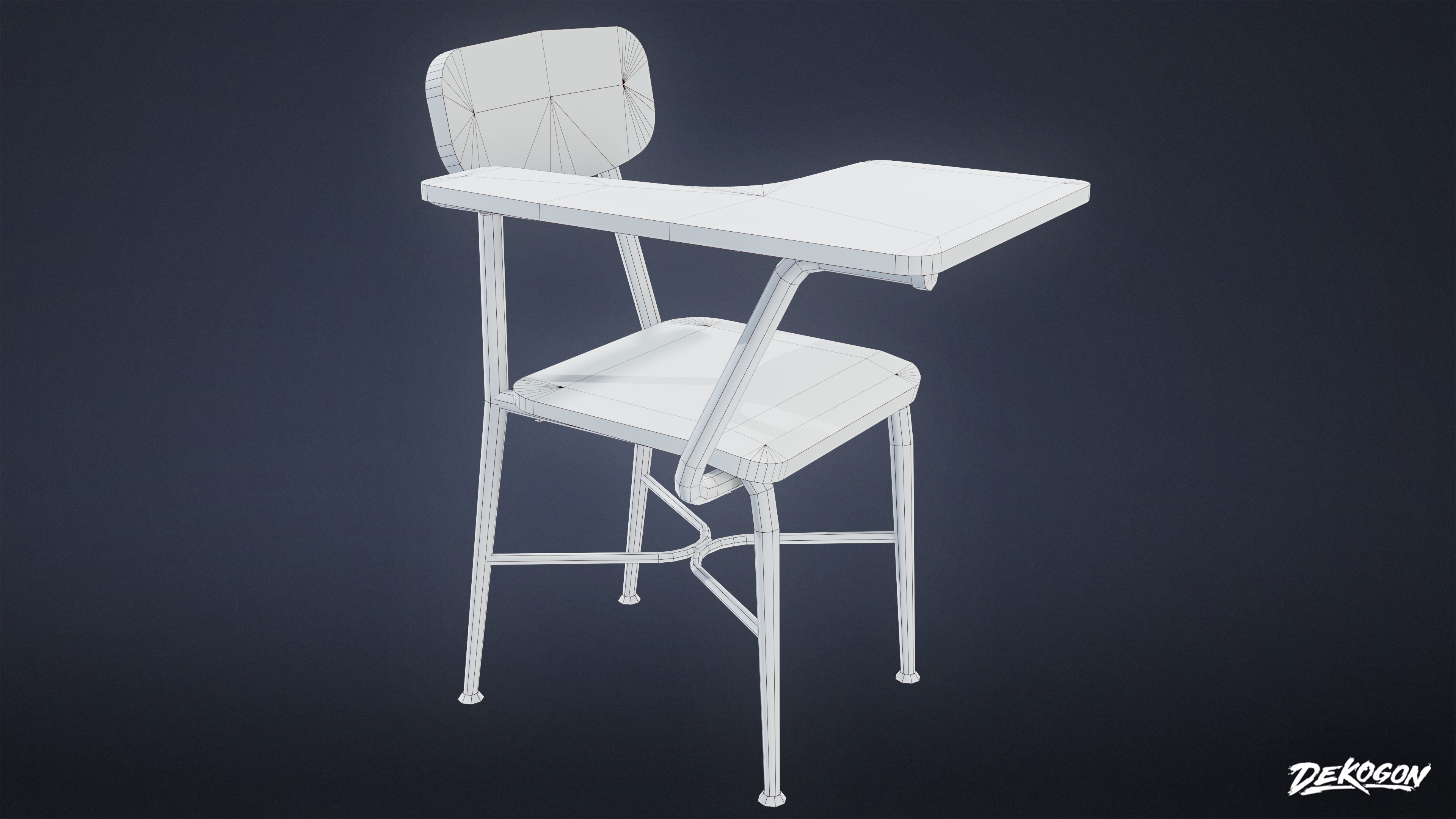 SCHOOL - School Chair 01 - LOW POLY AND NANITE Low-poly 3D model_8