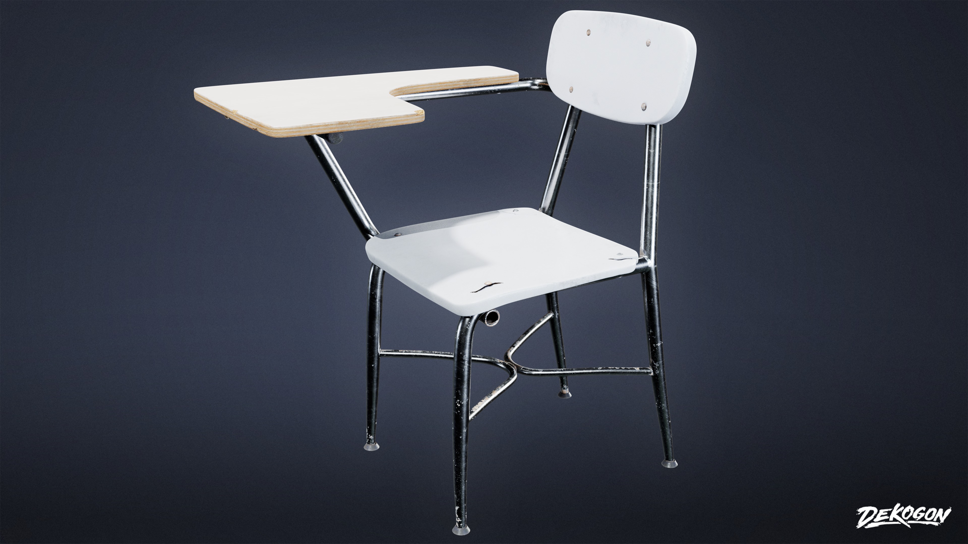 SCHOOL - School Chair 01 - LOW POLY AND NANITE Low-poly 3D model_6