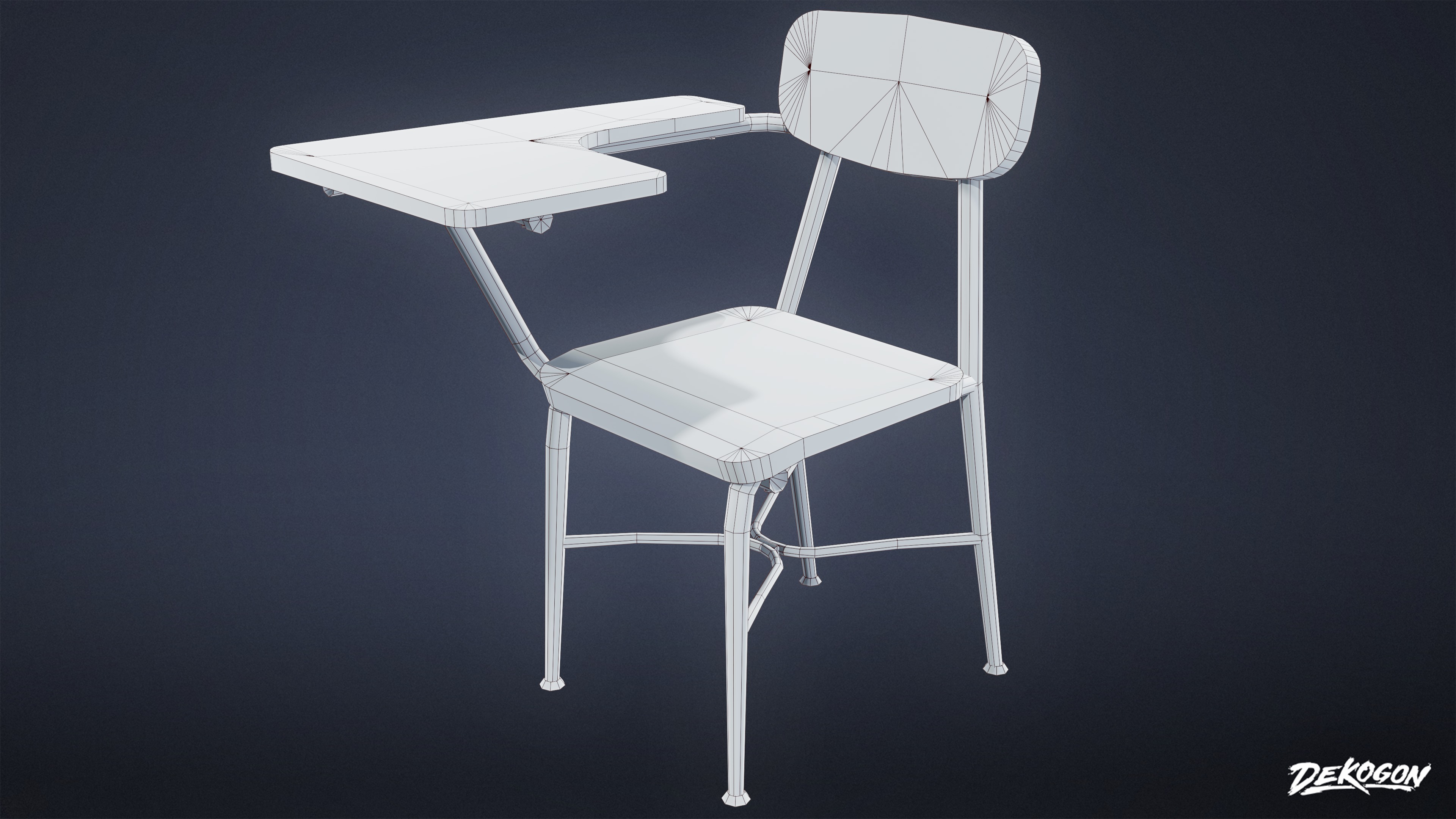 SCHOOL - School Chair 01 - LOW POLY AND NANITE Low-poly 3D model_7
