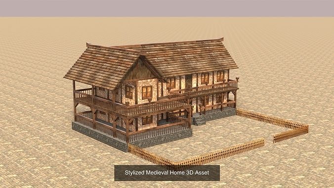 Game-Ready Low Poly Medieval House Bundle Realistic Textures 3D Model Pack 4