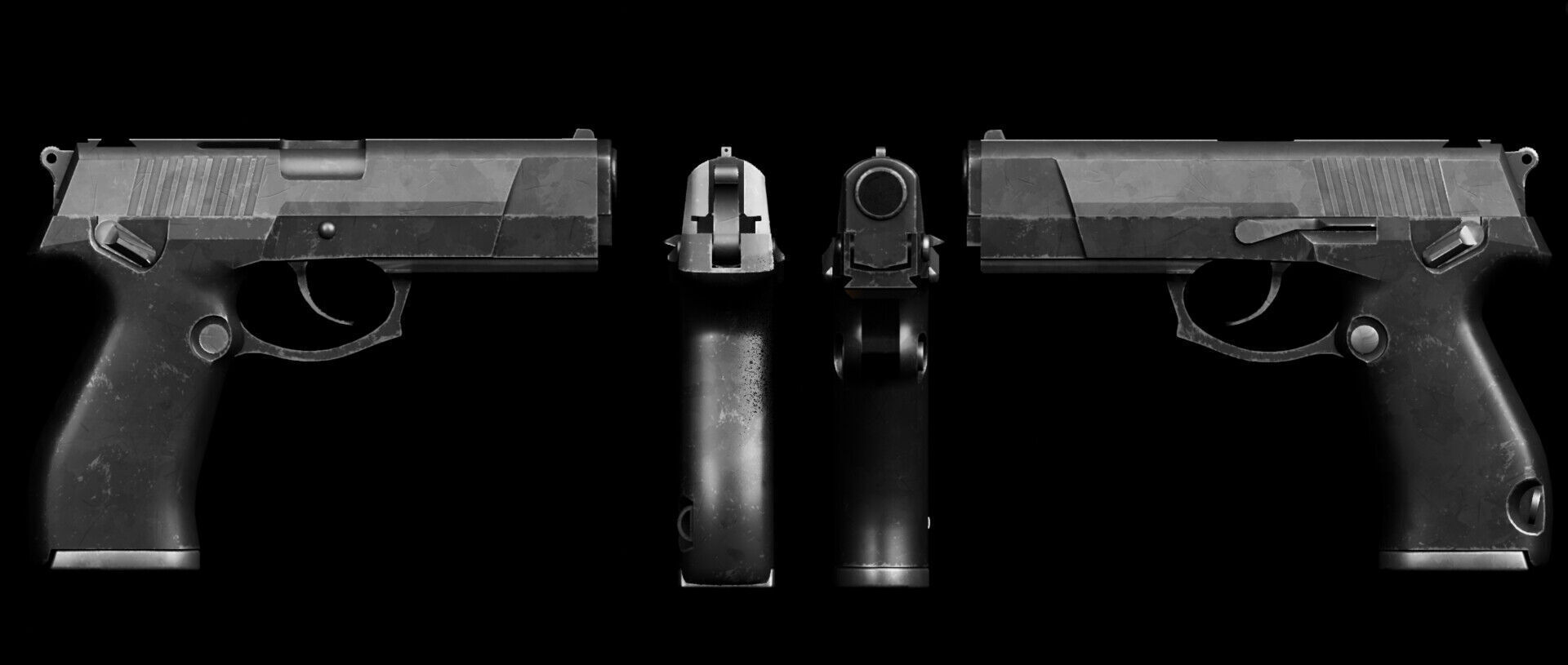 Mellee Weapons and Guns Pack of 12 Low-poly 3D model_8