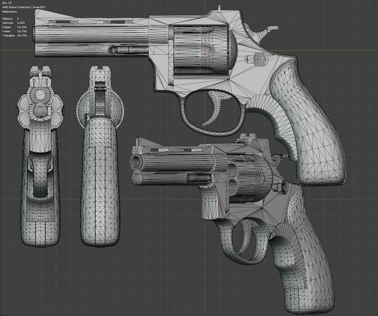 Mellee Weapons and Guns Pack of 12 Low-poly 3D model_13