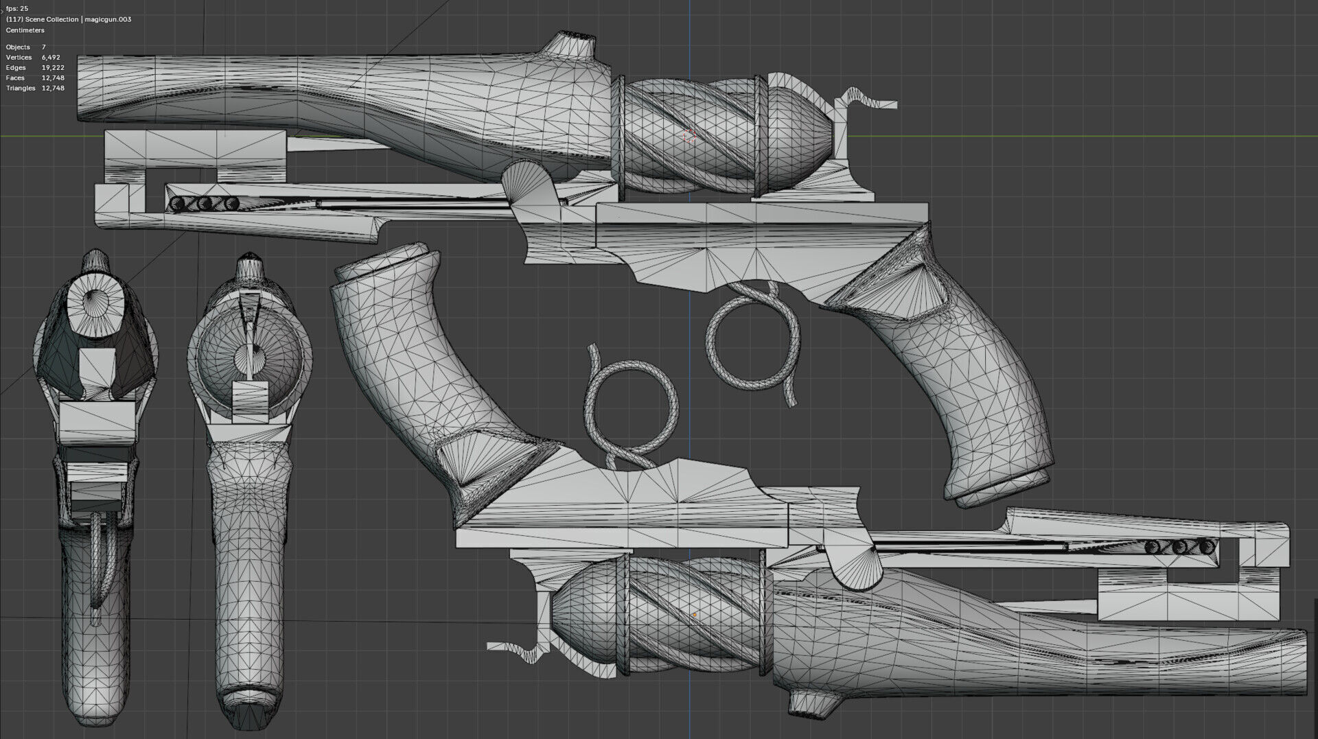 Mellee Weapons and Guns Pack of 12 Low-poly 3D model_9