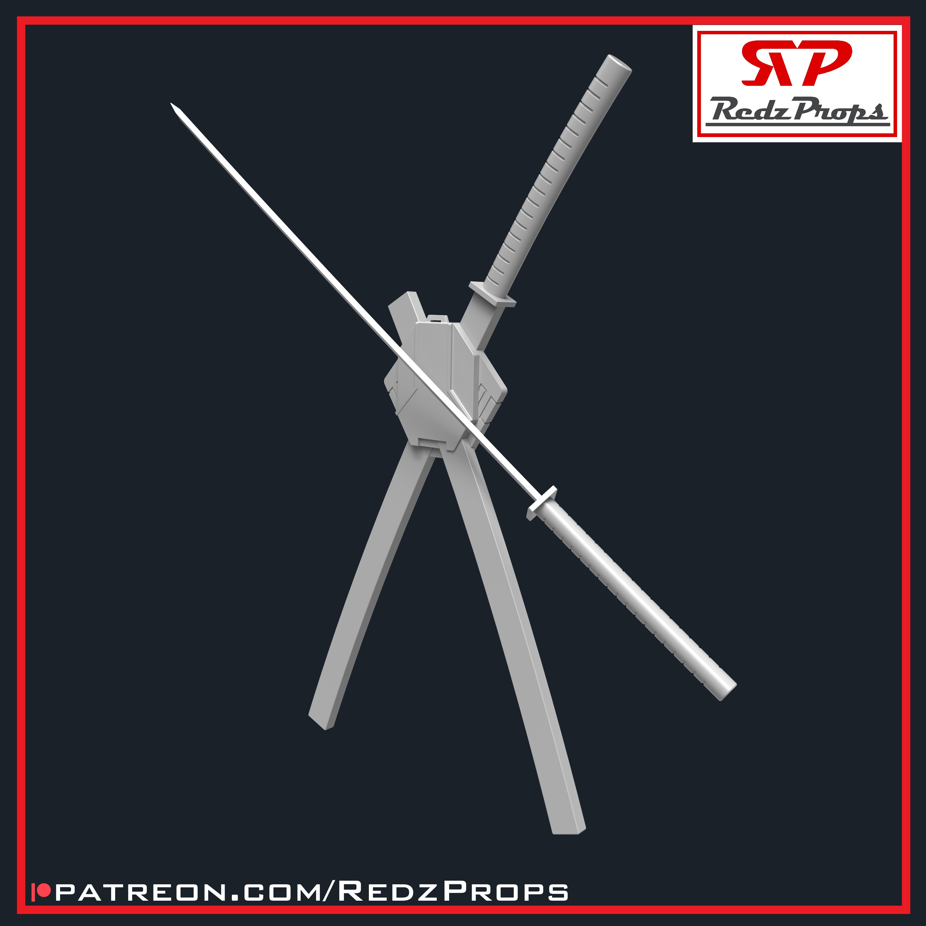 Deadpool 1 Katana and Scabbard Cosplay Prop 3D print model_5