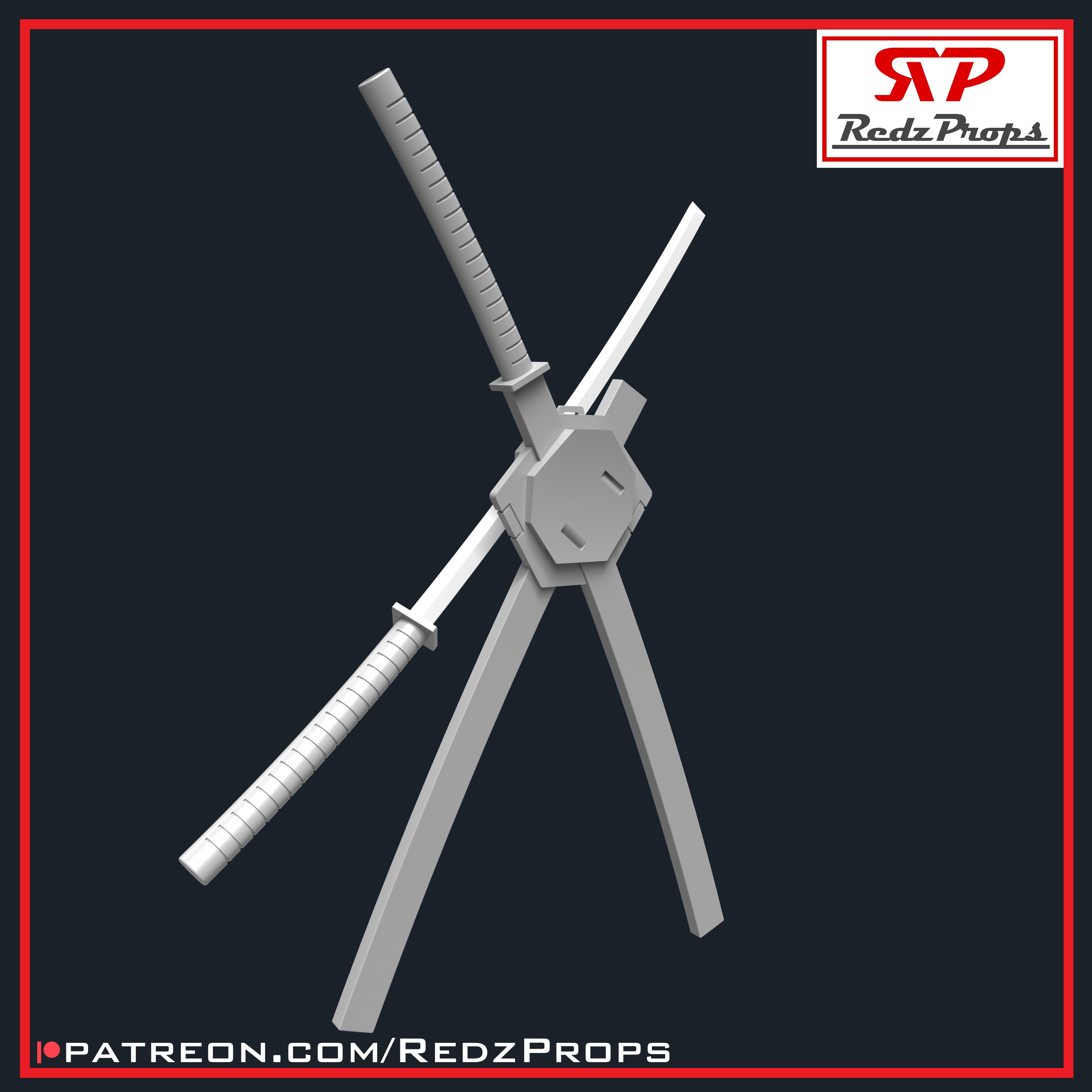 Deadpool 1 Katana and Scabbard Cosplay Prop 3D print model_6