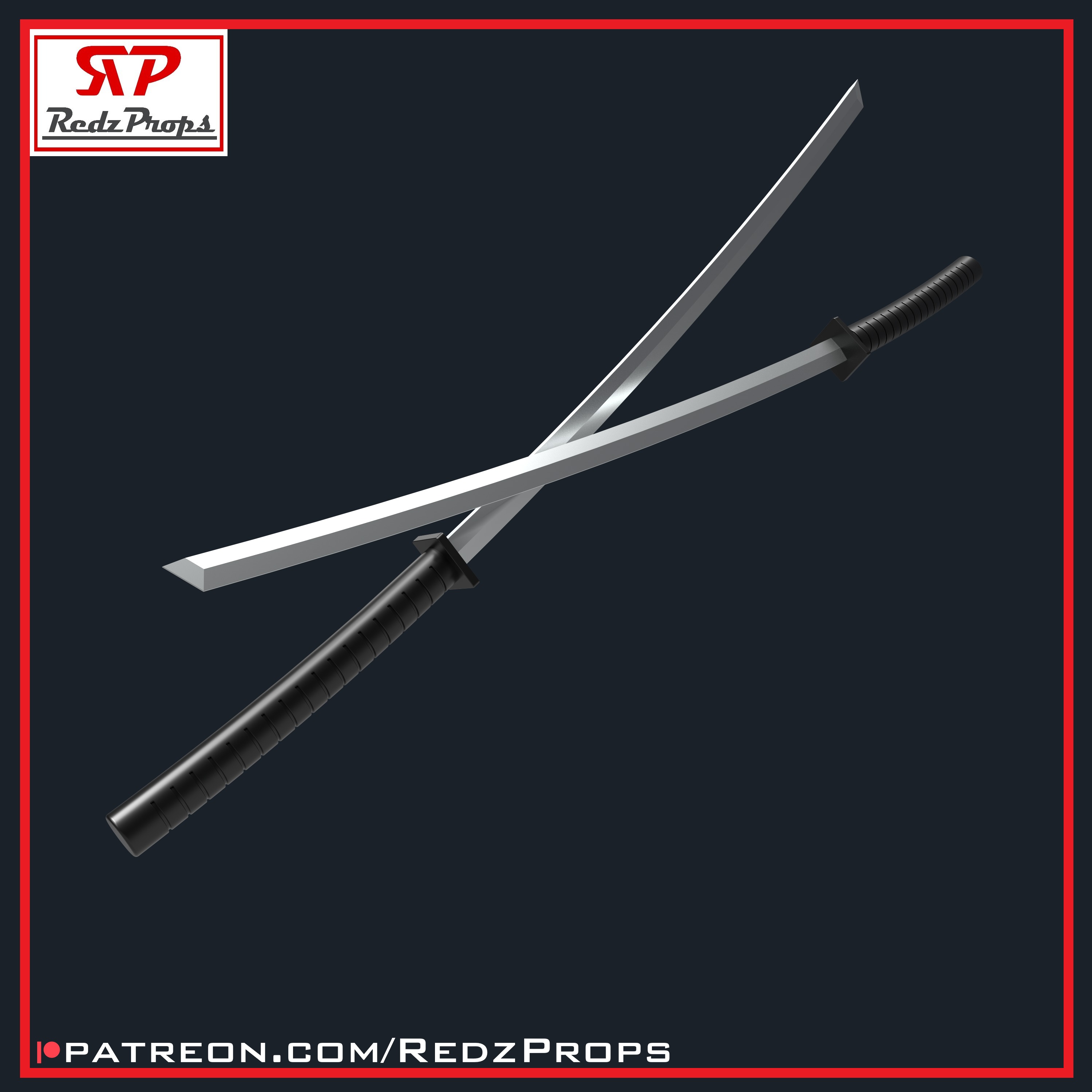 Deadpool 1 Katana and Scabbard Cosplay Prop 3D print model_8