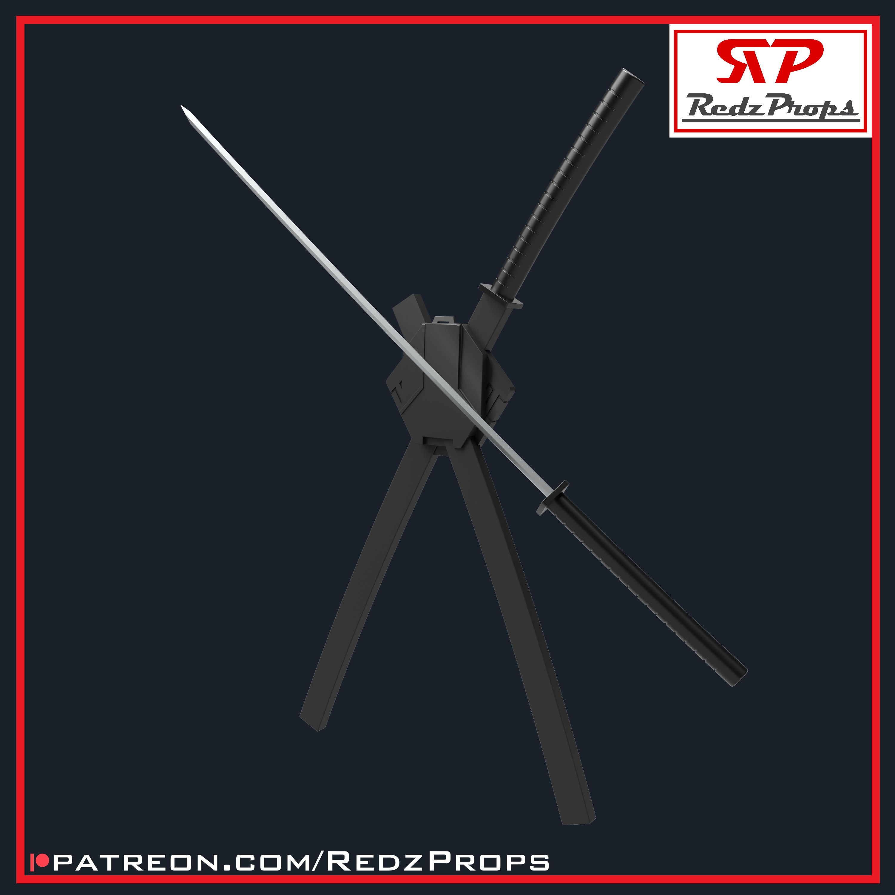 Deadpool 1 Katana and Scabbard Cosplay Prop 3D print model_1