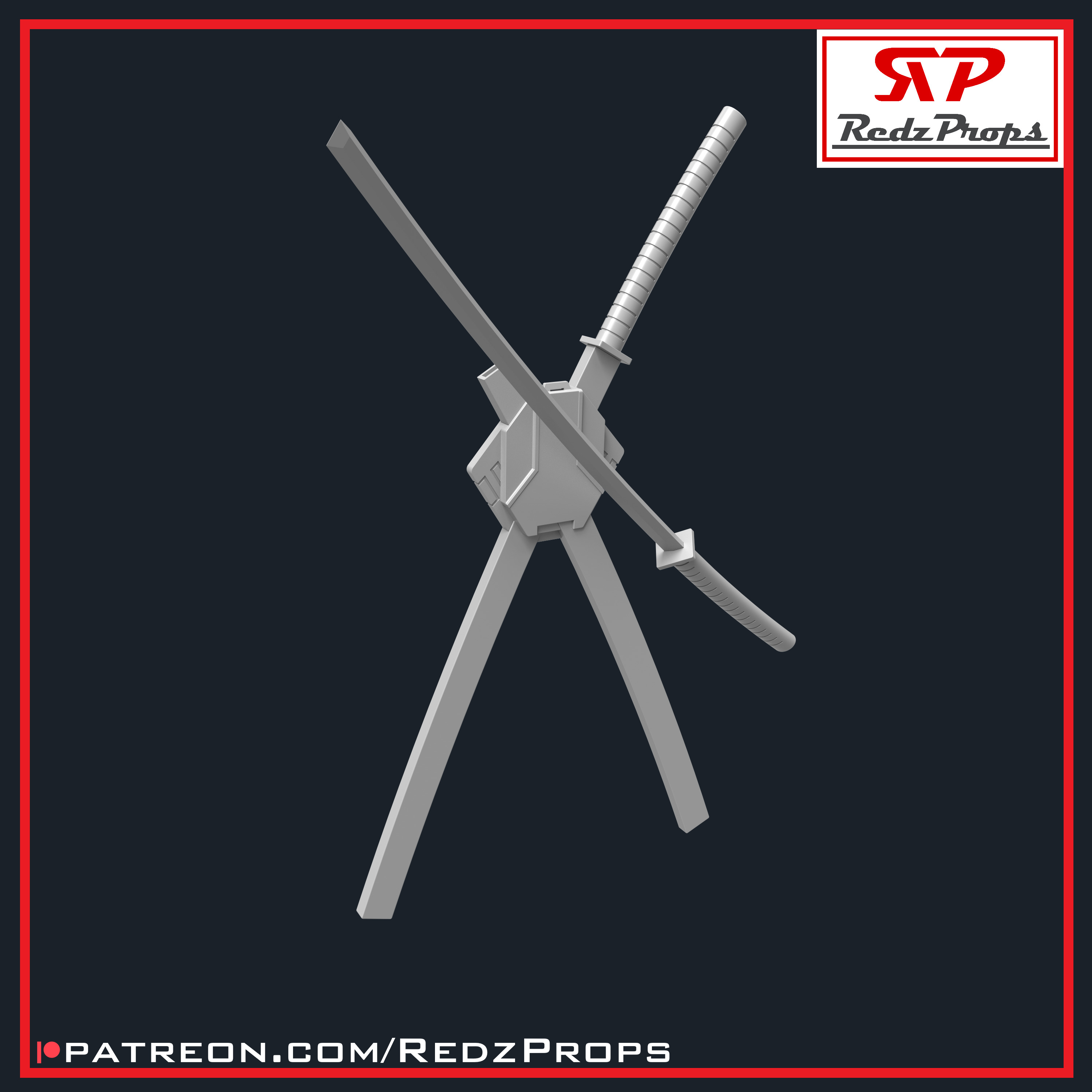 Deadpool 1 Katana and Scabbard Cosplay Prop 3D print model_4