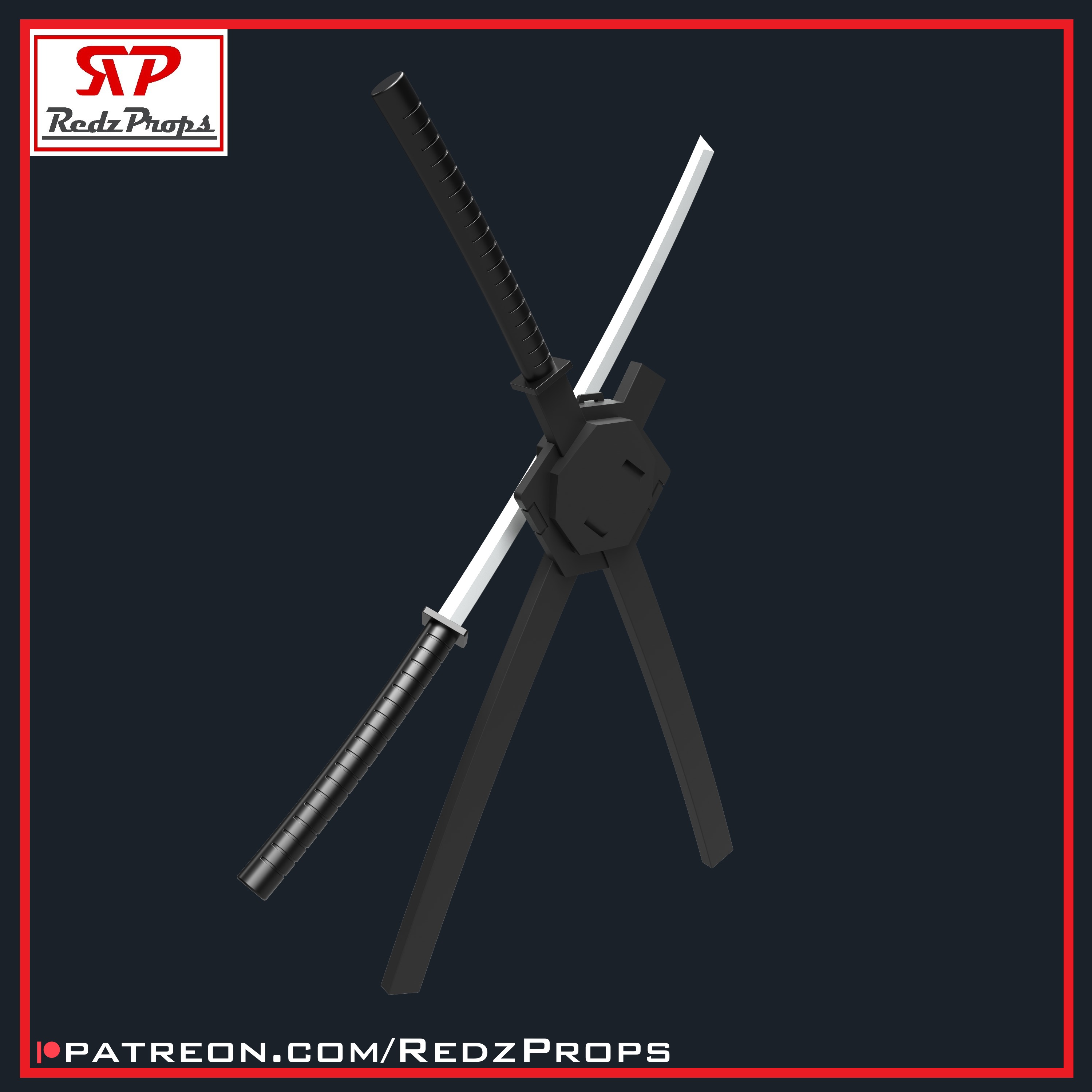 Deadpool 1 Katana and Scabbard Cosplay Prop 3D print model_2