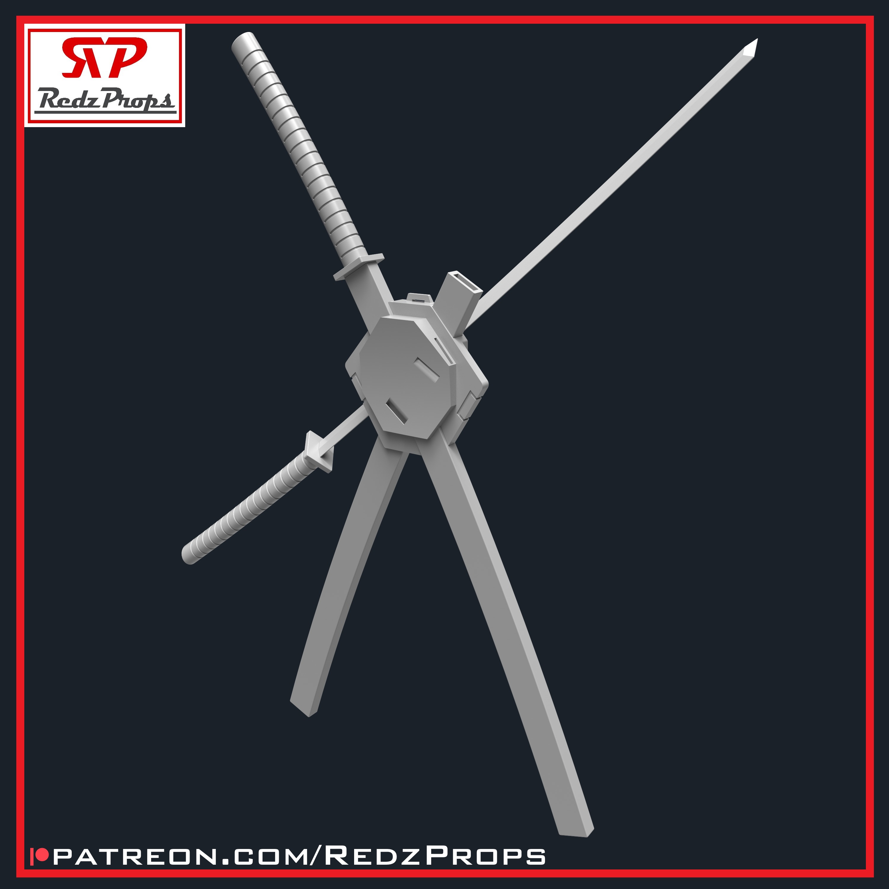 Deadpool 1 Katana and Scabbard Cosplay Prop 3D print model_7