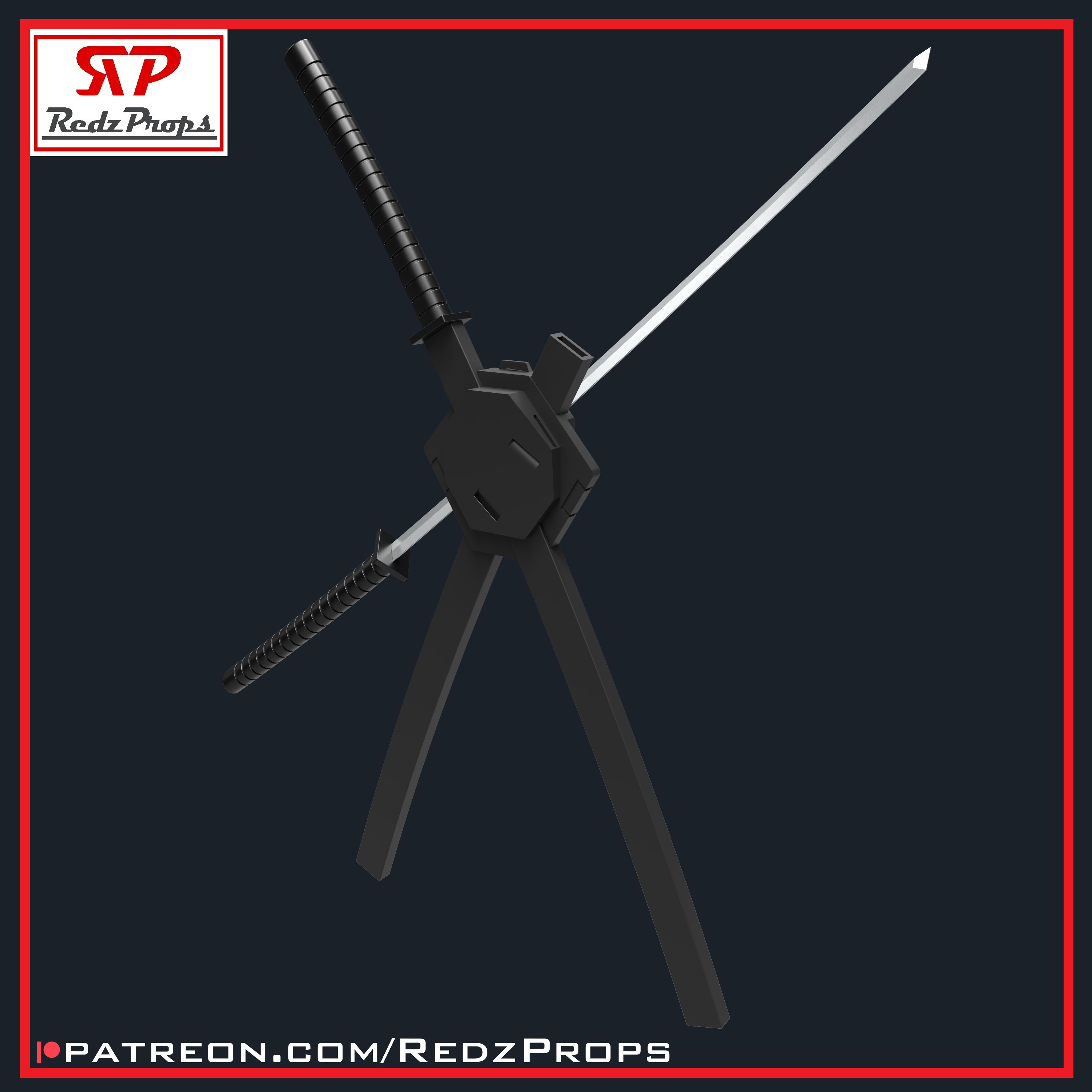 Deadpool 1 Katana and Scabbard Cosplay Prop 3D print model_3