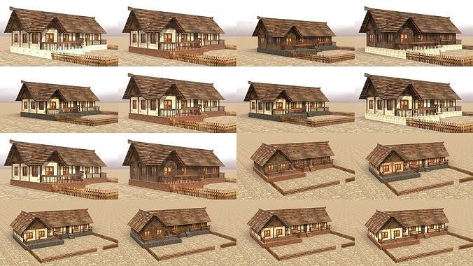 Extensive Low Poly Medieval House Pack for Game Development 4