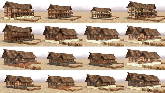 Extensive Low Poly Medieval House Pack for Game Development 2