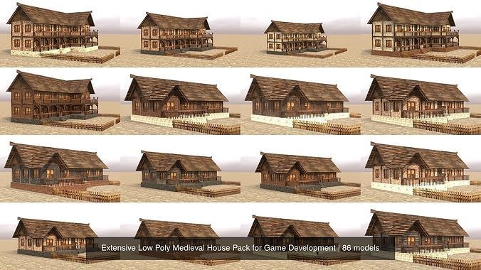 Extensive Low Poly Medieval House Pack for Game Development 3