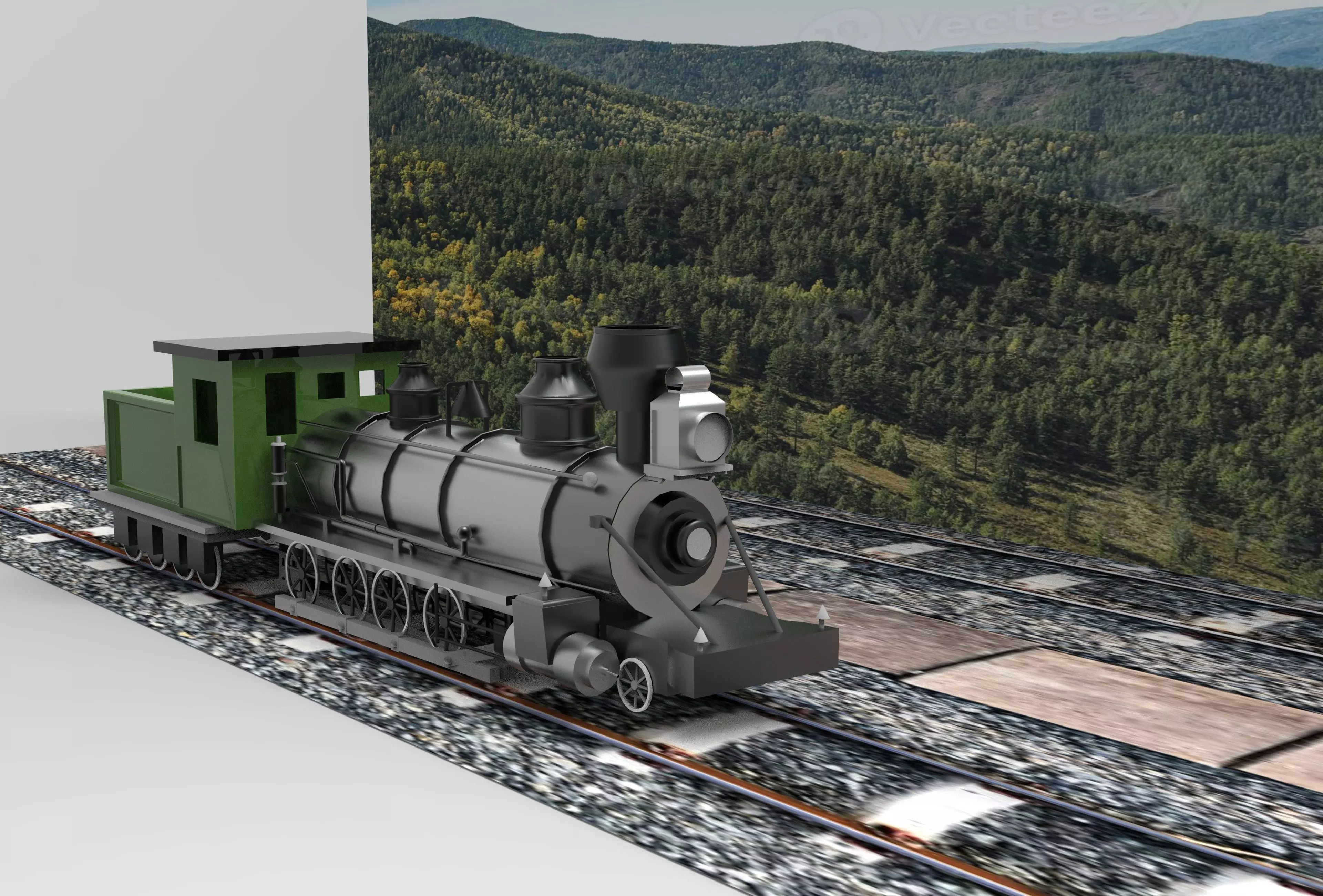 1893 German Steam Locomotive Detailed Model 3D model