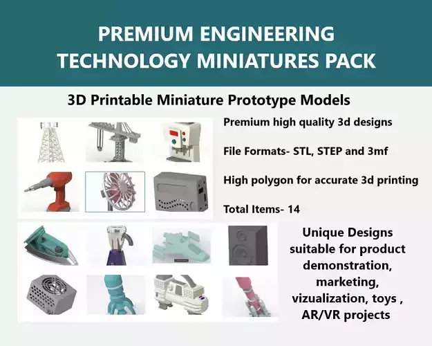 PREMIUM ENGINEERING TECHNOLOGY MINIATURES PACK 3D Model Collection