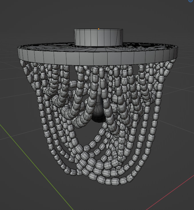 Draped Wood Bead Semi-Flush Mount Ceiling Light Low-poly 3D model_11