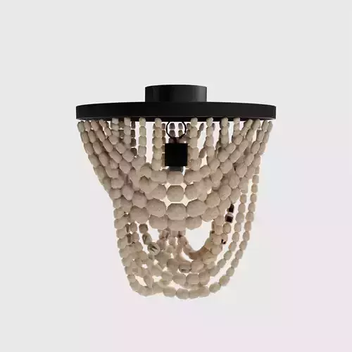Draped Wood Bead Semi-Flush Mount Ceiling Light