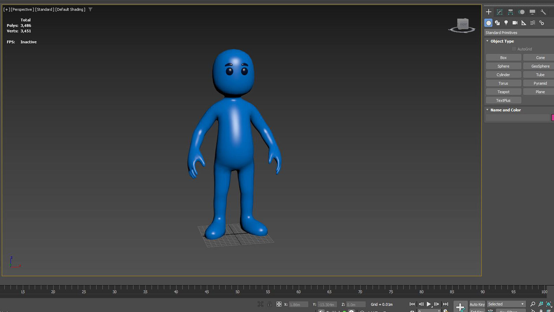 Low Poly Blue Guy Character Low-poly 3D model_7