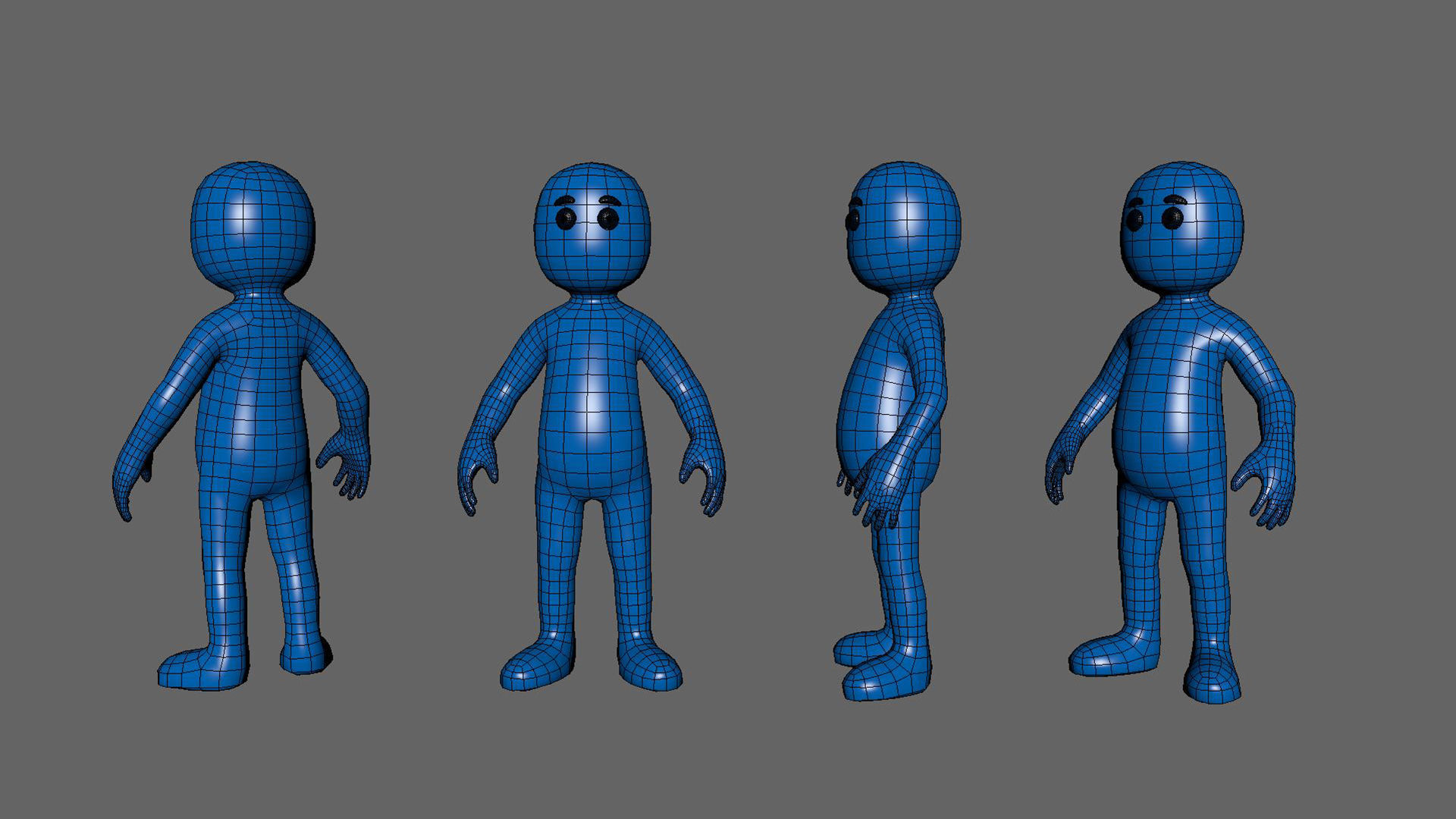Low Poly Blue Guy Character Low-poly 3D model_9