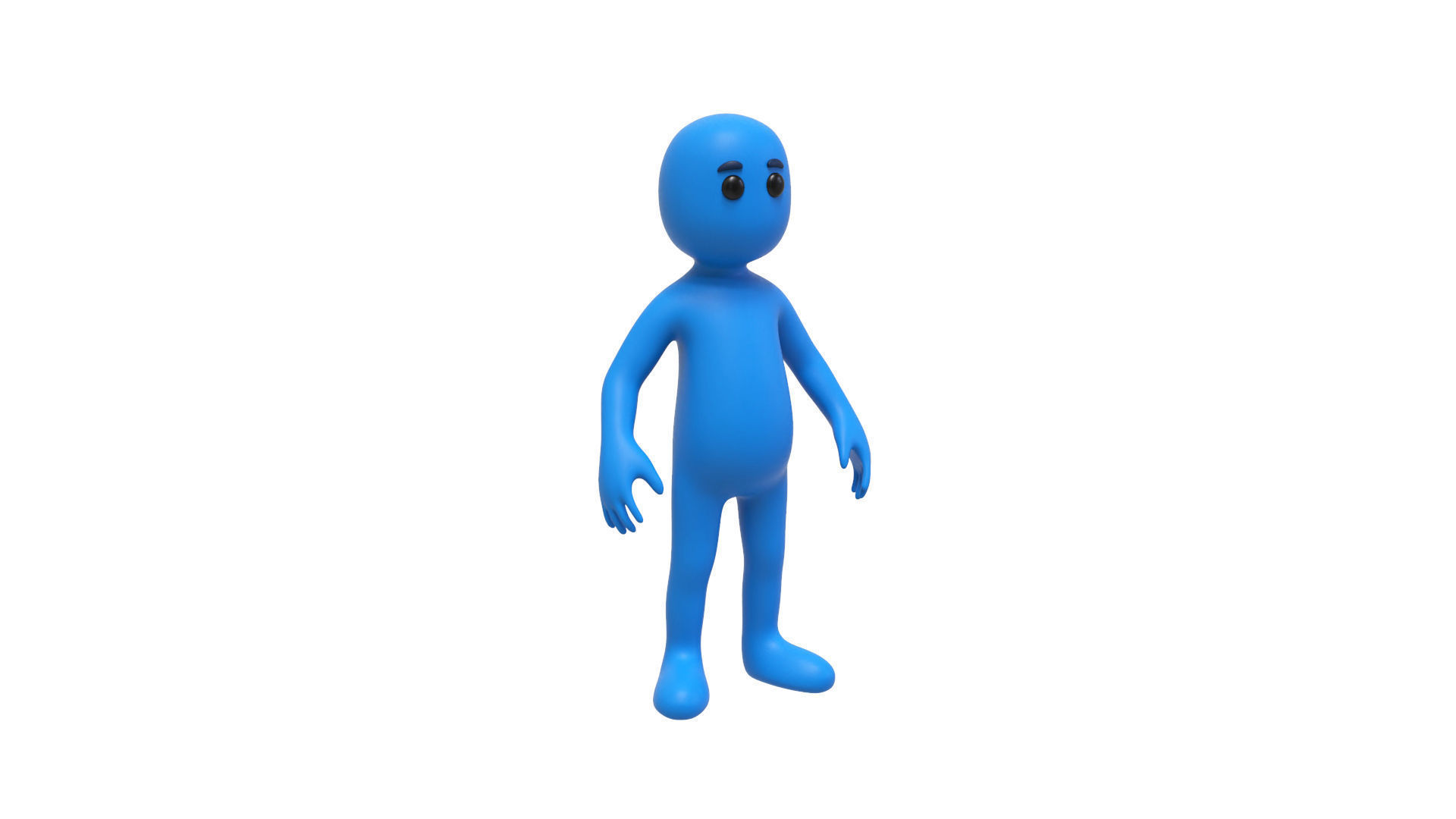 Low Poly Blue Guy Character Low-poly 3D model_4