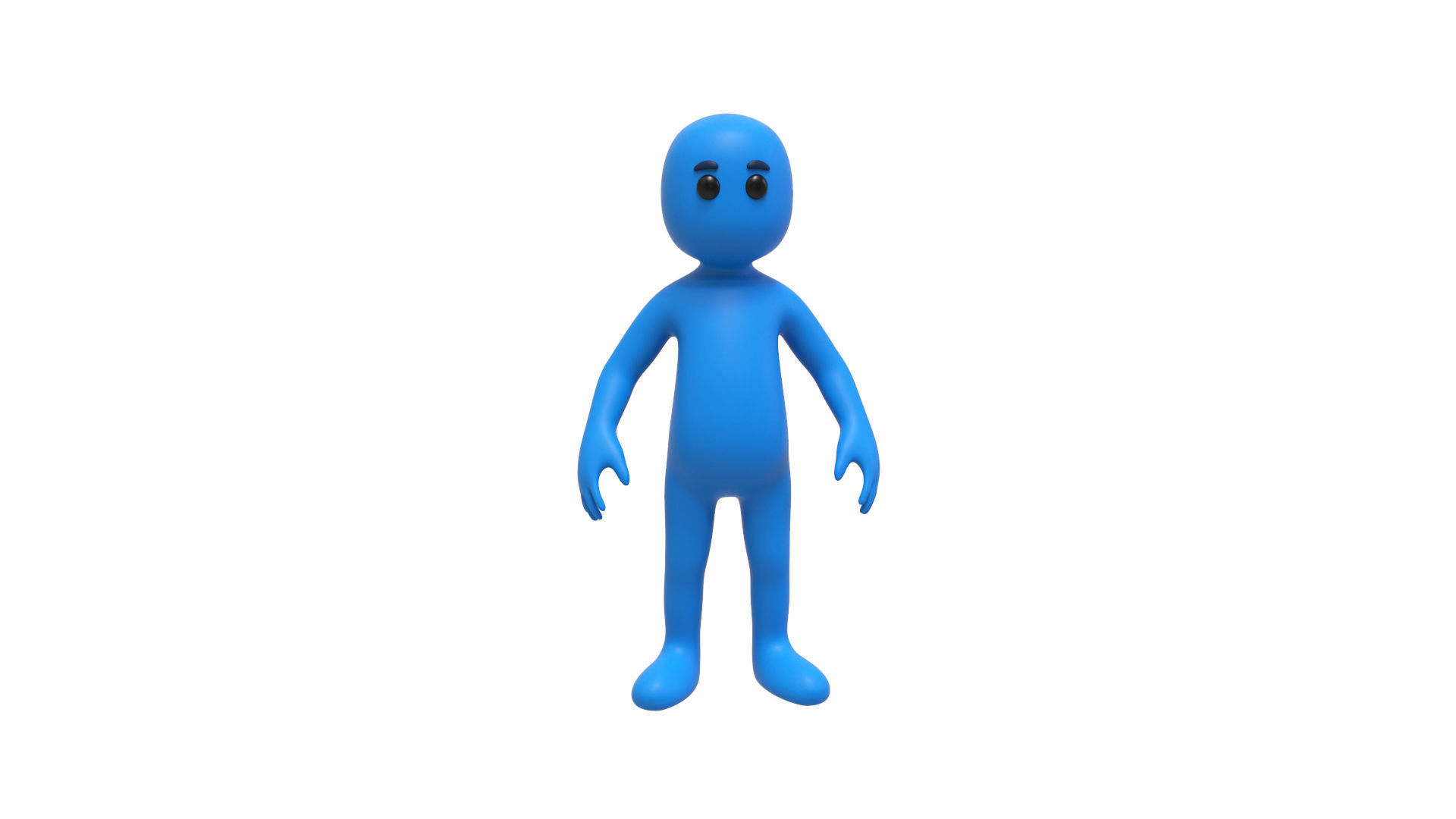 Low Poly Blue Guy Character Low-poly 3D model_1