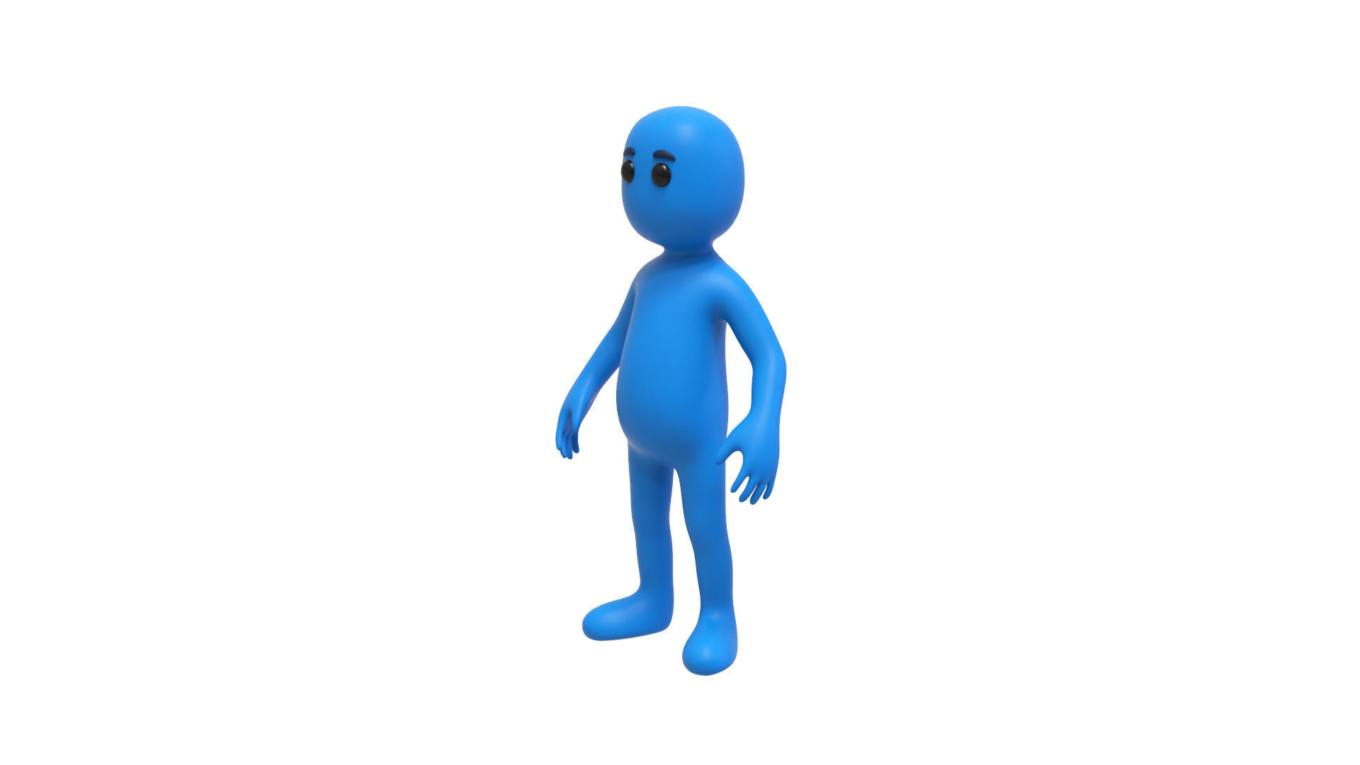 Low Poly Blue Guy Character Low-poly 3D model_2