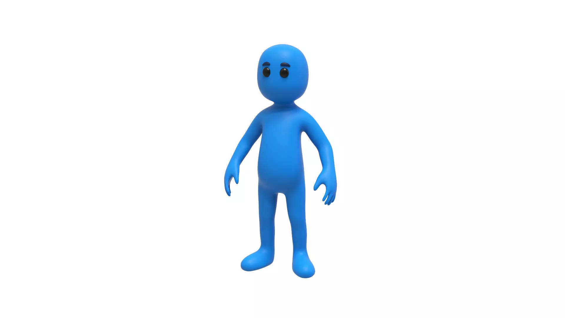Low Poly Blue Guy Character Low-poly 3D model_0