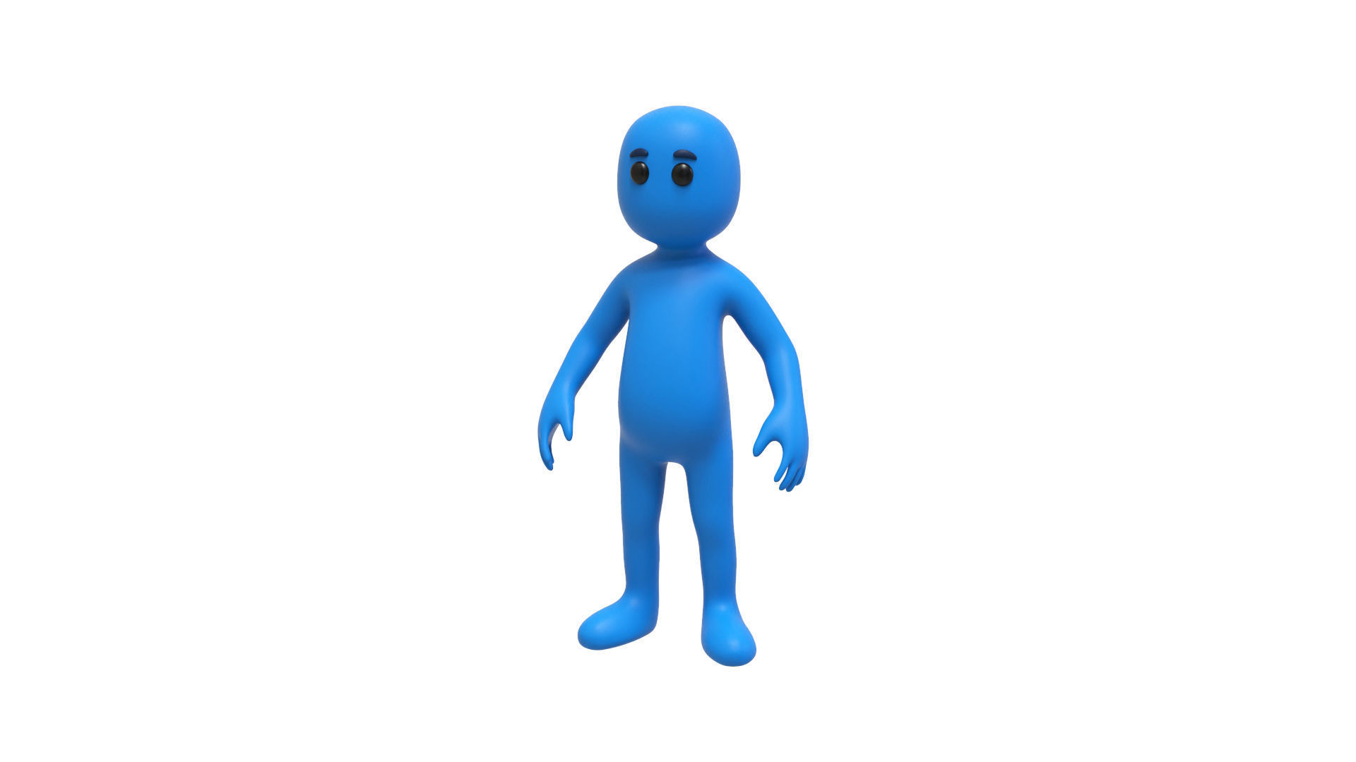 Low Poly Blue Guy Character Low-poly 3D model_19