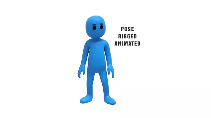 Low Poly Blue Guy Rigged Low-poly 3D model